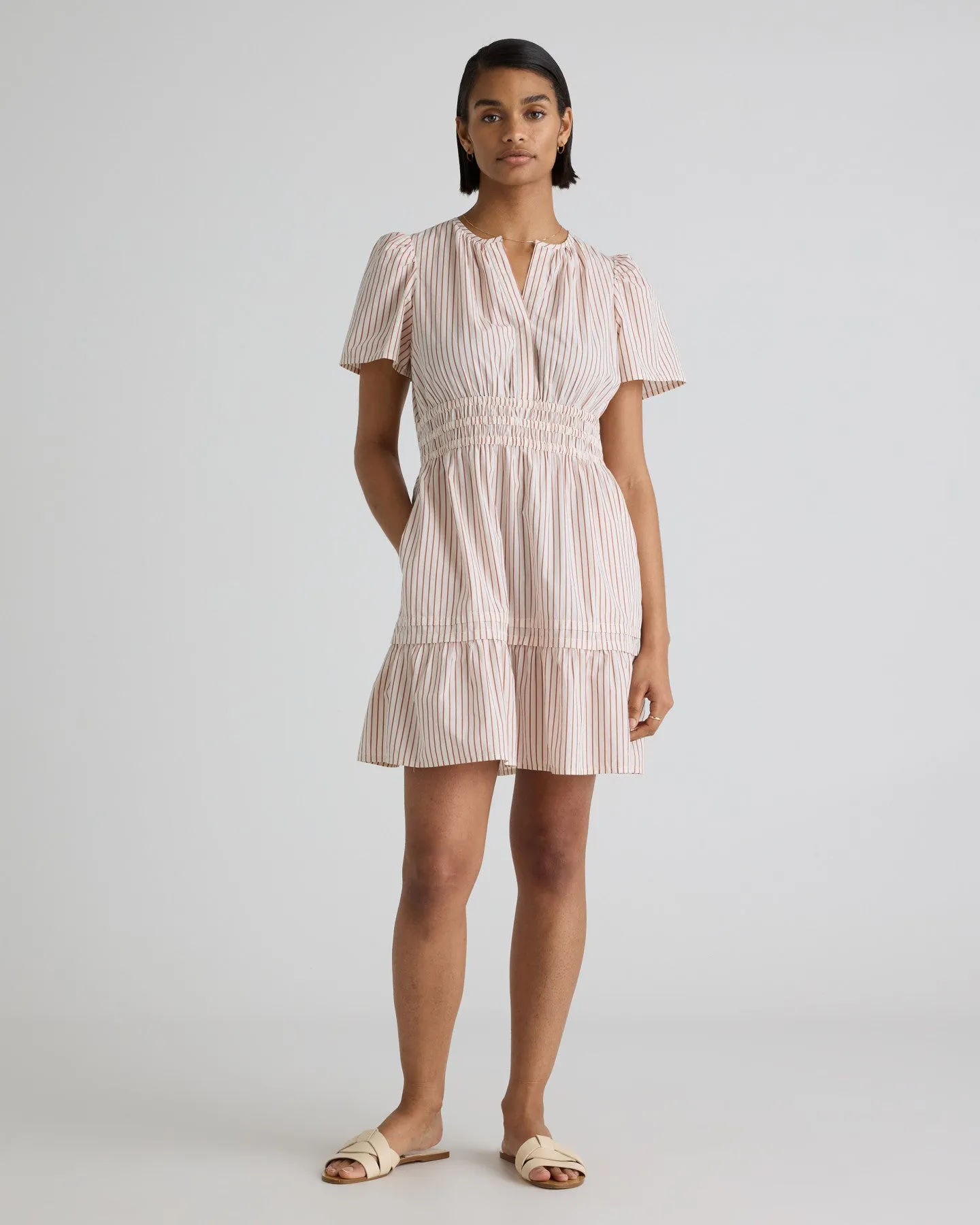 100% Organic Cotton Poplin Tiered Mini Dress
