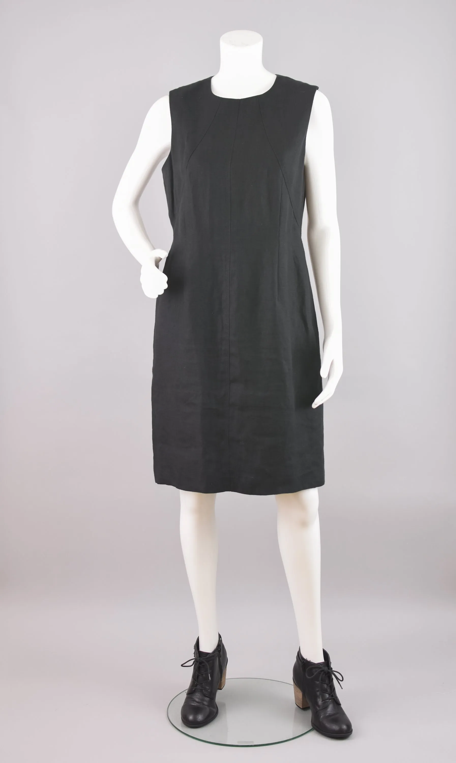 90s Talbots Irish Linen Black Sleeveless Dress, Women's Petite Small