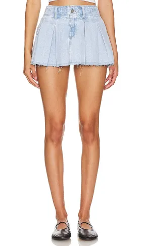 Abrand Pleated Mini Skirt in Blue