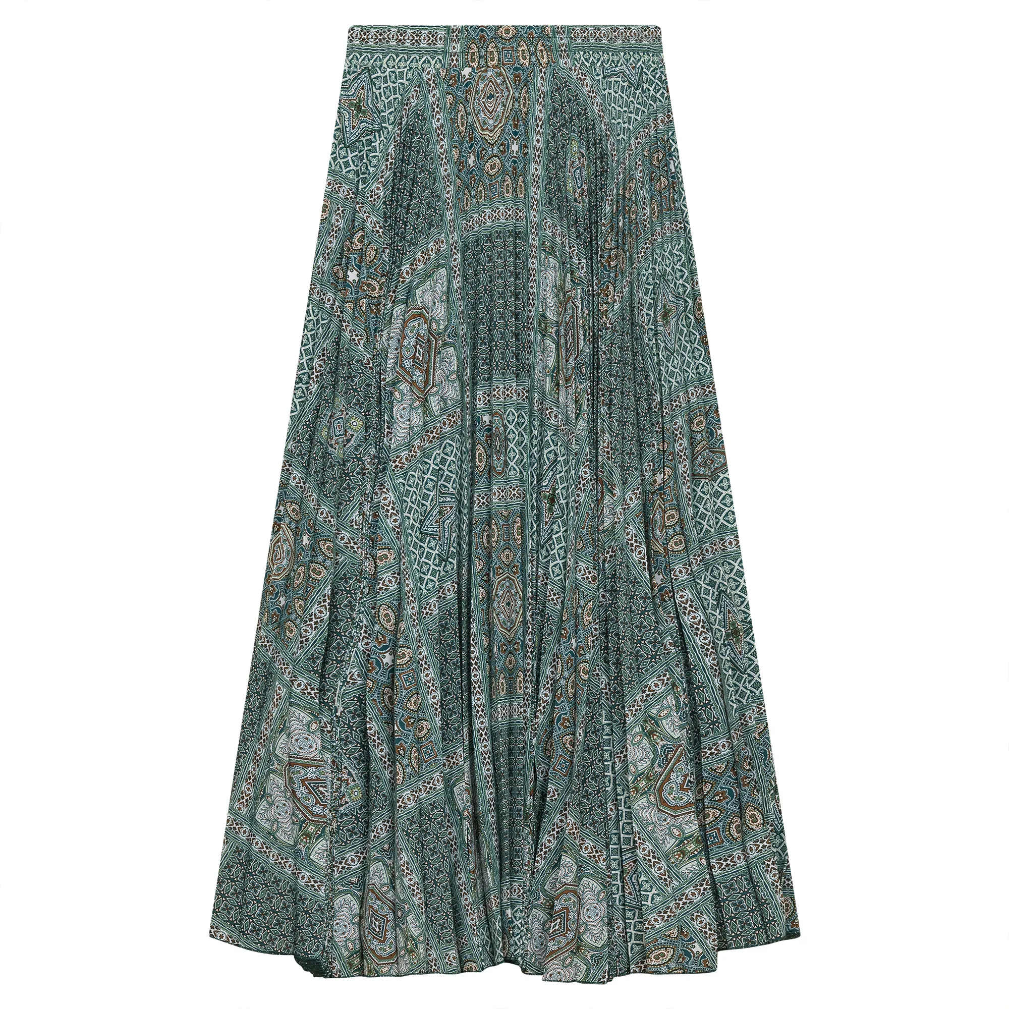 Accordian Pleated Abstract Midi skirt