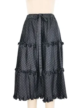 Adolfo Dot Printed Pleated Skirt