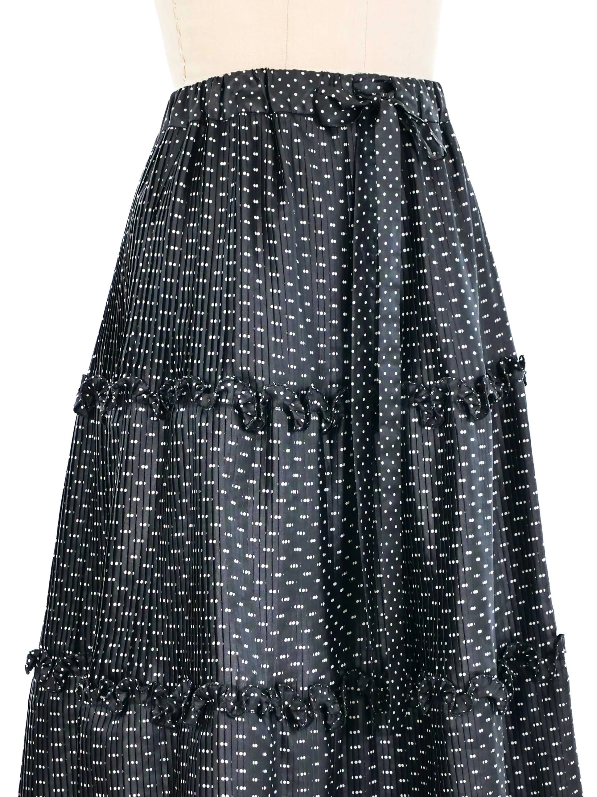 Adolfo Dot Printed Pleated Skirt