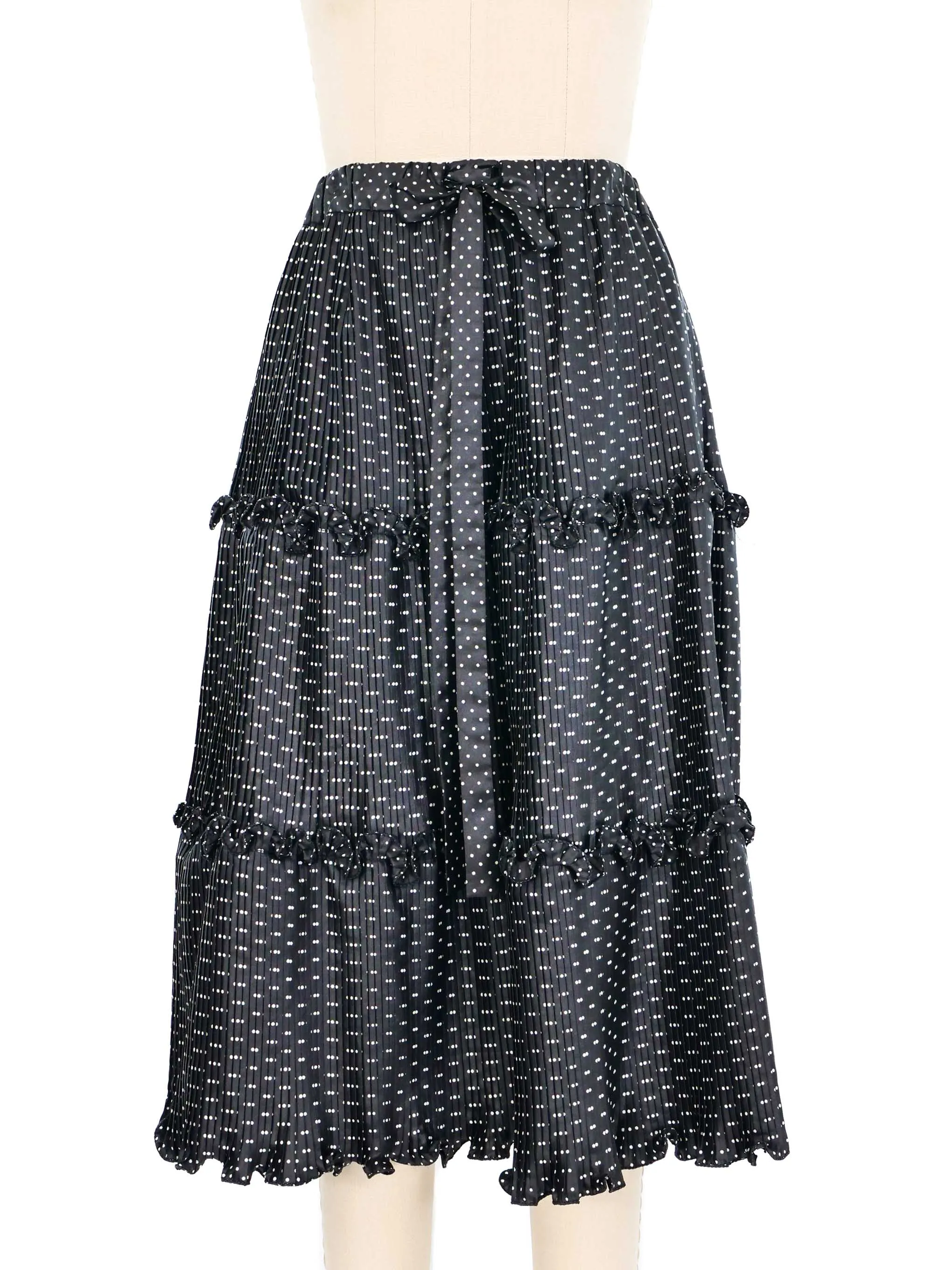 Adolfo Dot Printed Pleated Skirt