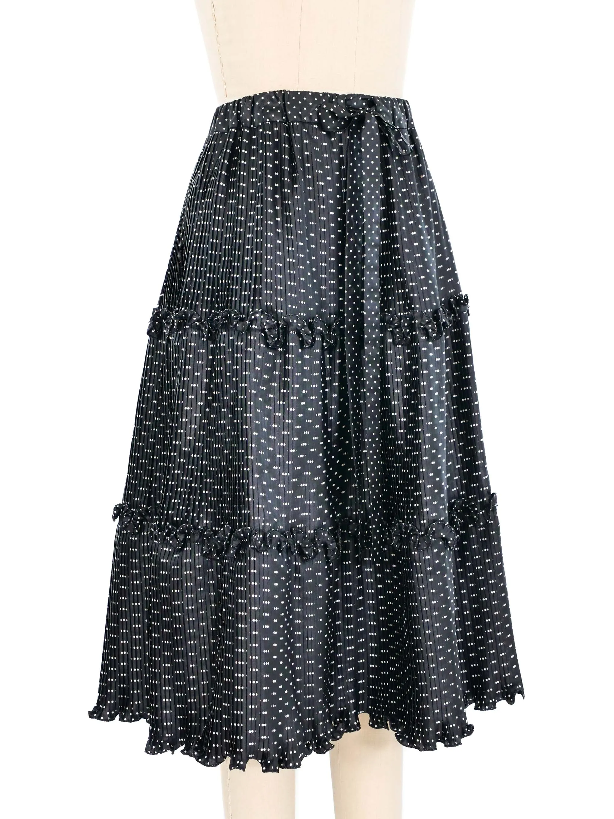 Adolfo Dot Printed Pleated Skirt