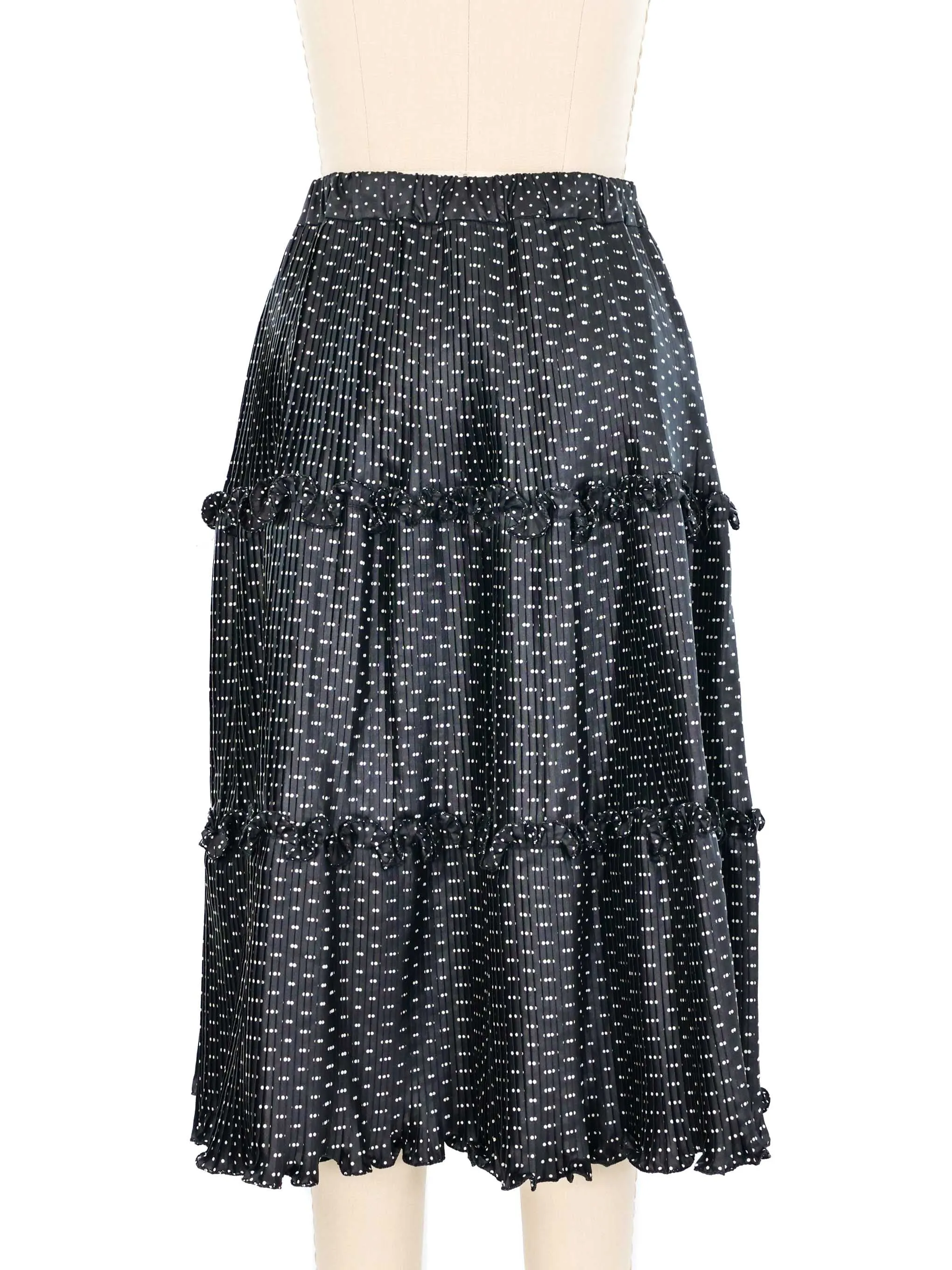 Adolfo Dot Printed Pleated Skirt