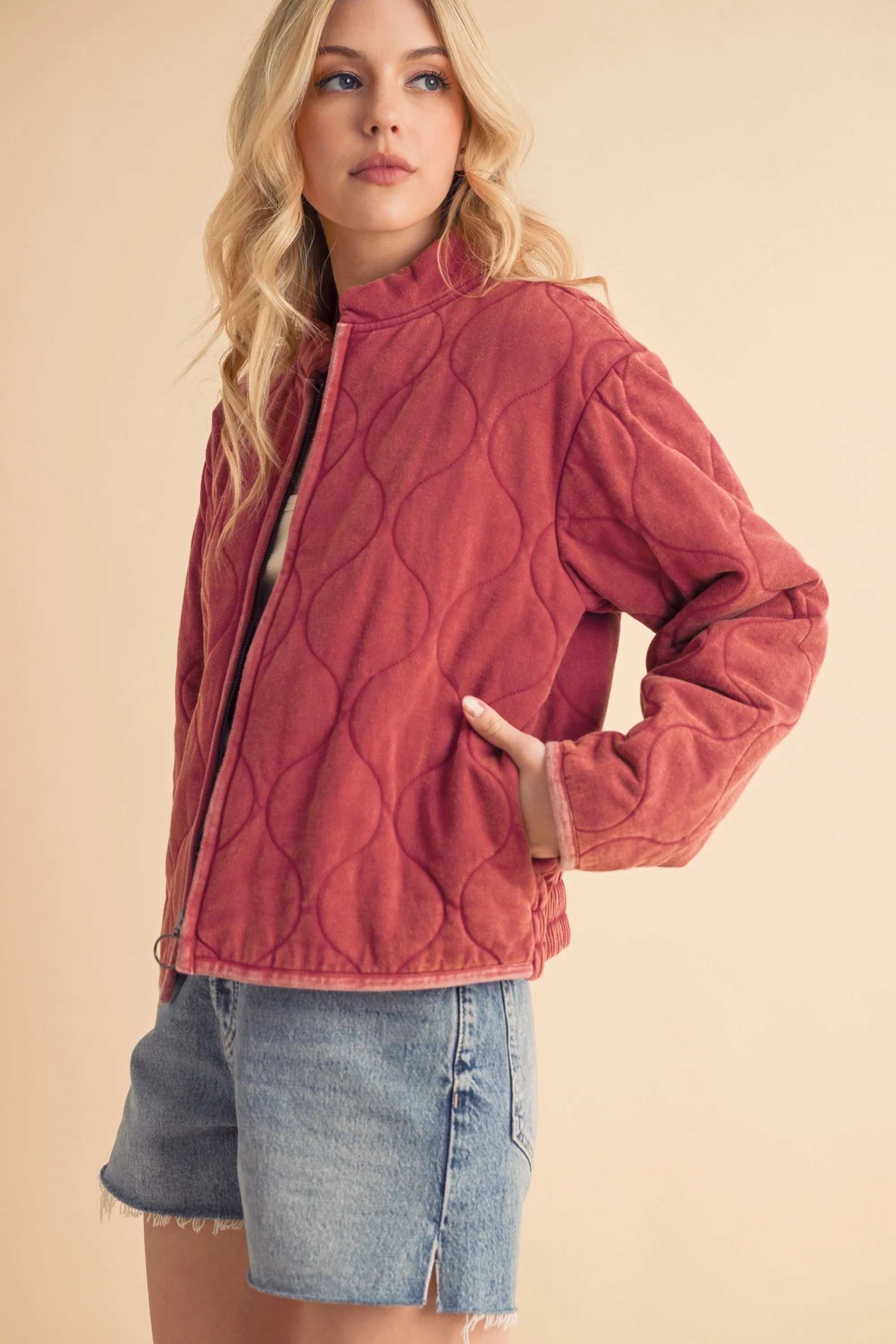 Aemi Co Zip Up Quilted Jacket