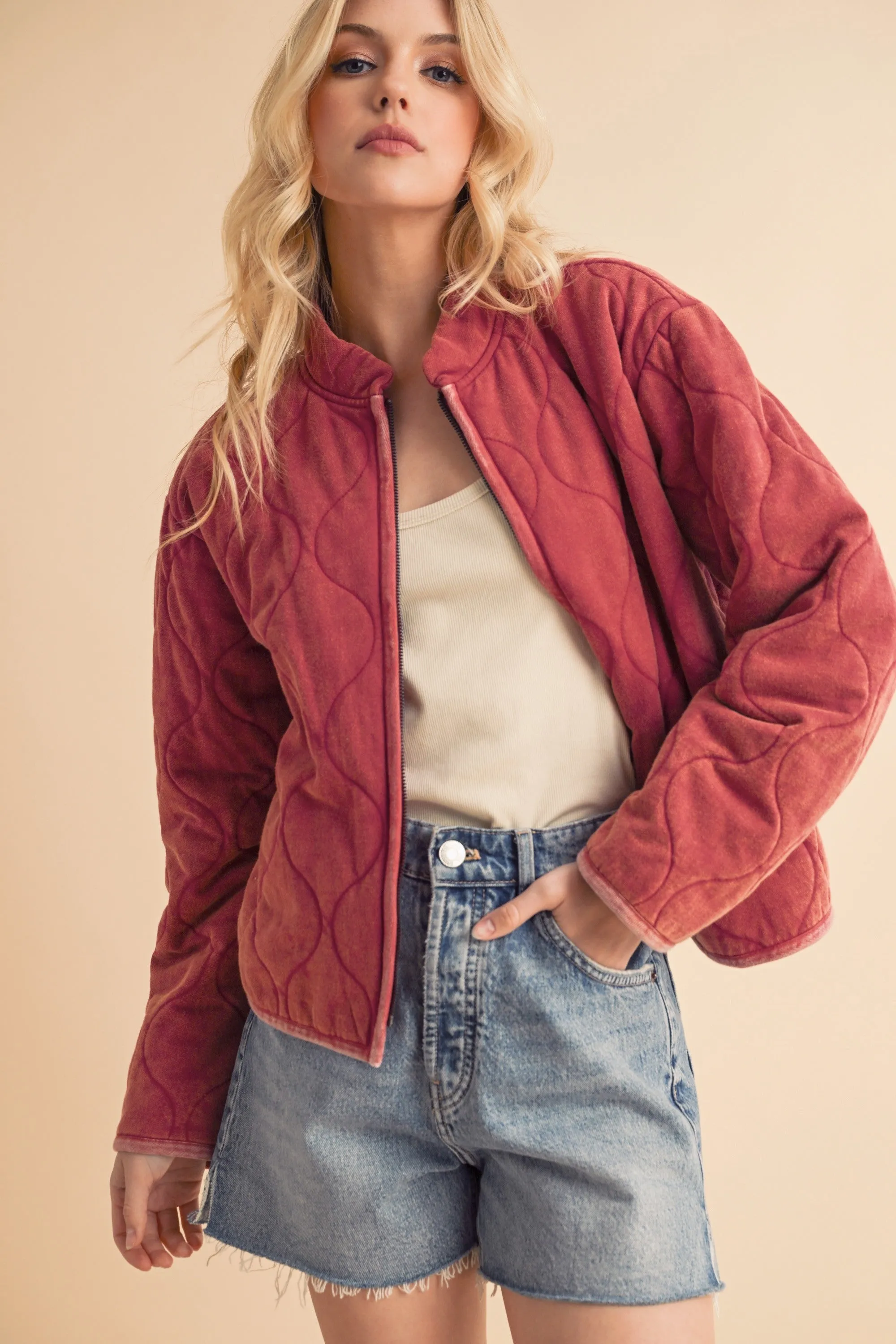 Aemi Co Zip Up Quilted Jacket
