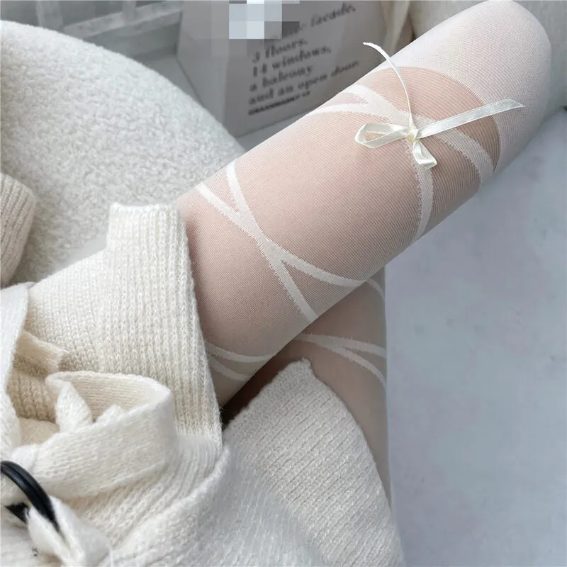 Aesthetic ribbon bow tights