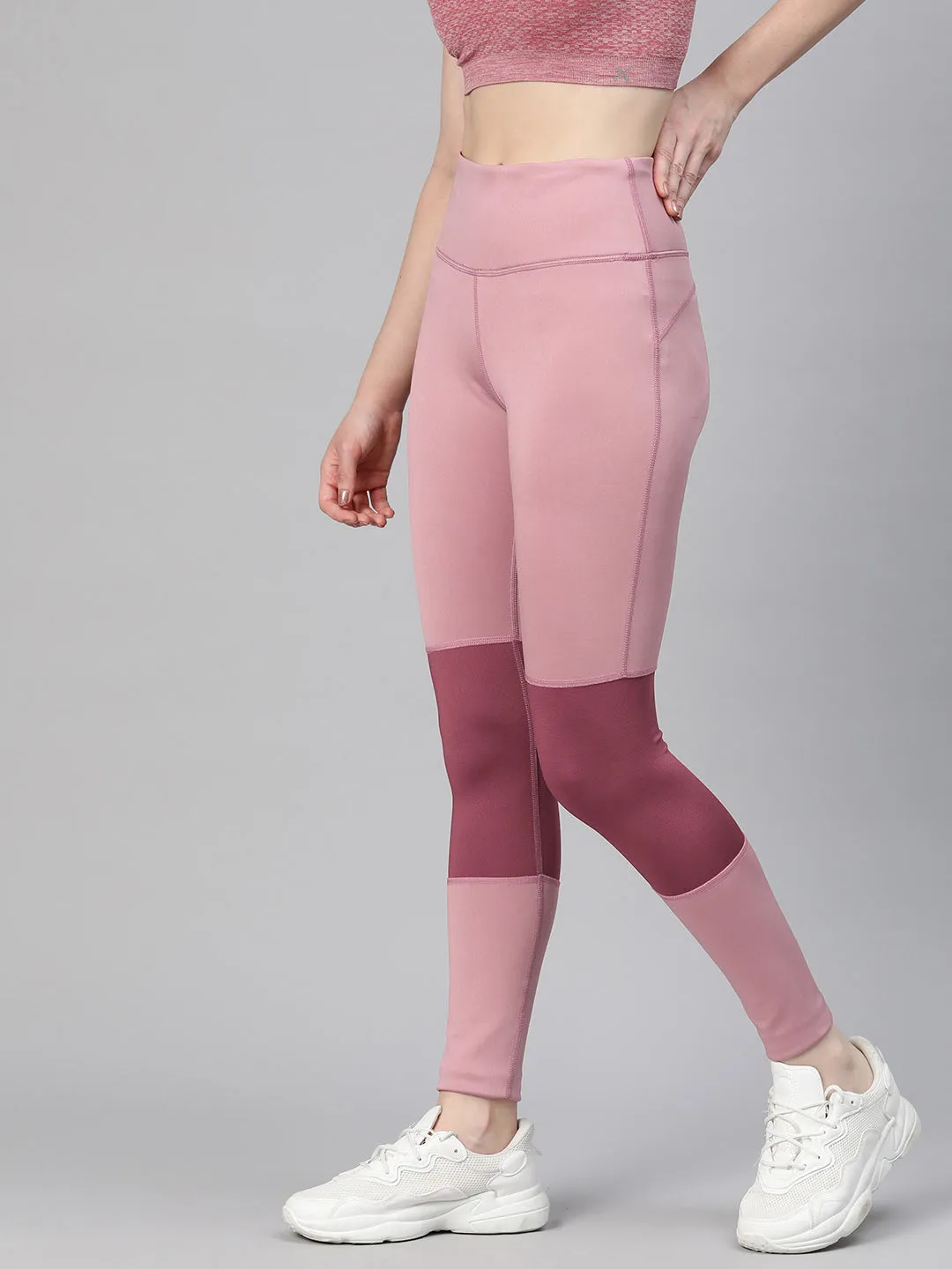 Alcis Women Colourblocked Ankle Length Training Tights