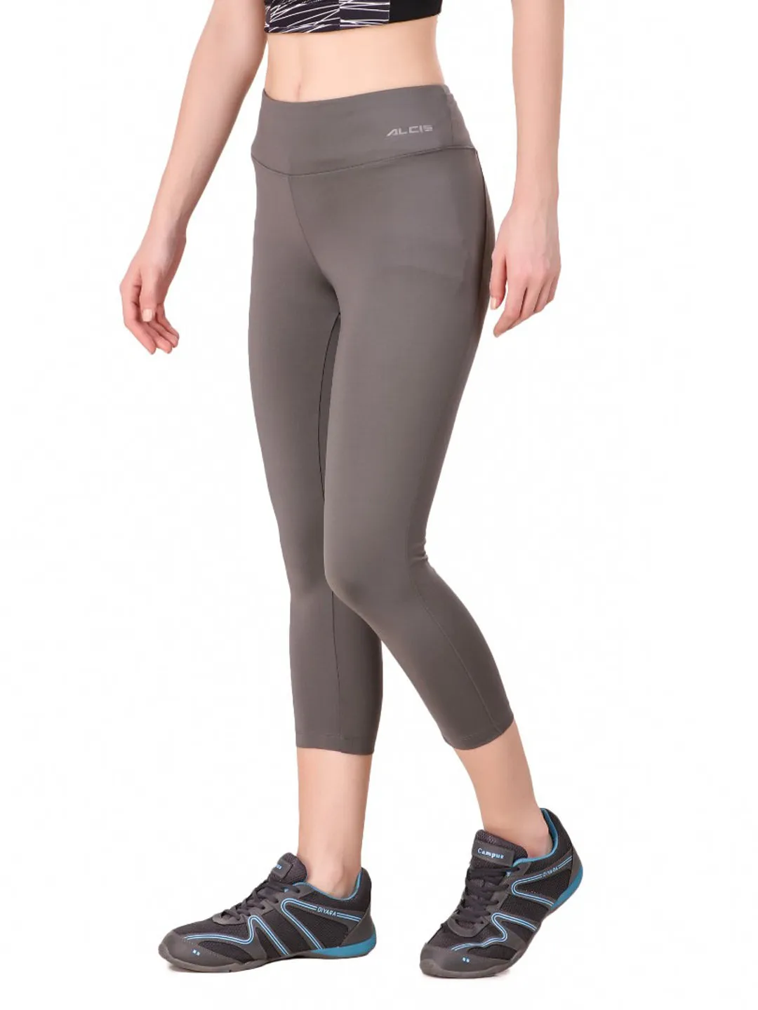 Alcis Women Grey Melange Solid Tights