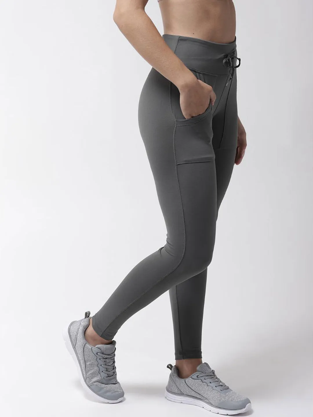 Alcis Women Grey Solid Tights