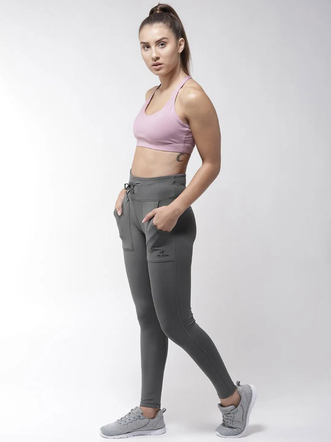 Alcis Women Grey Solid Tights