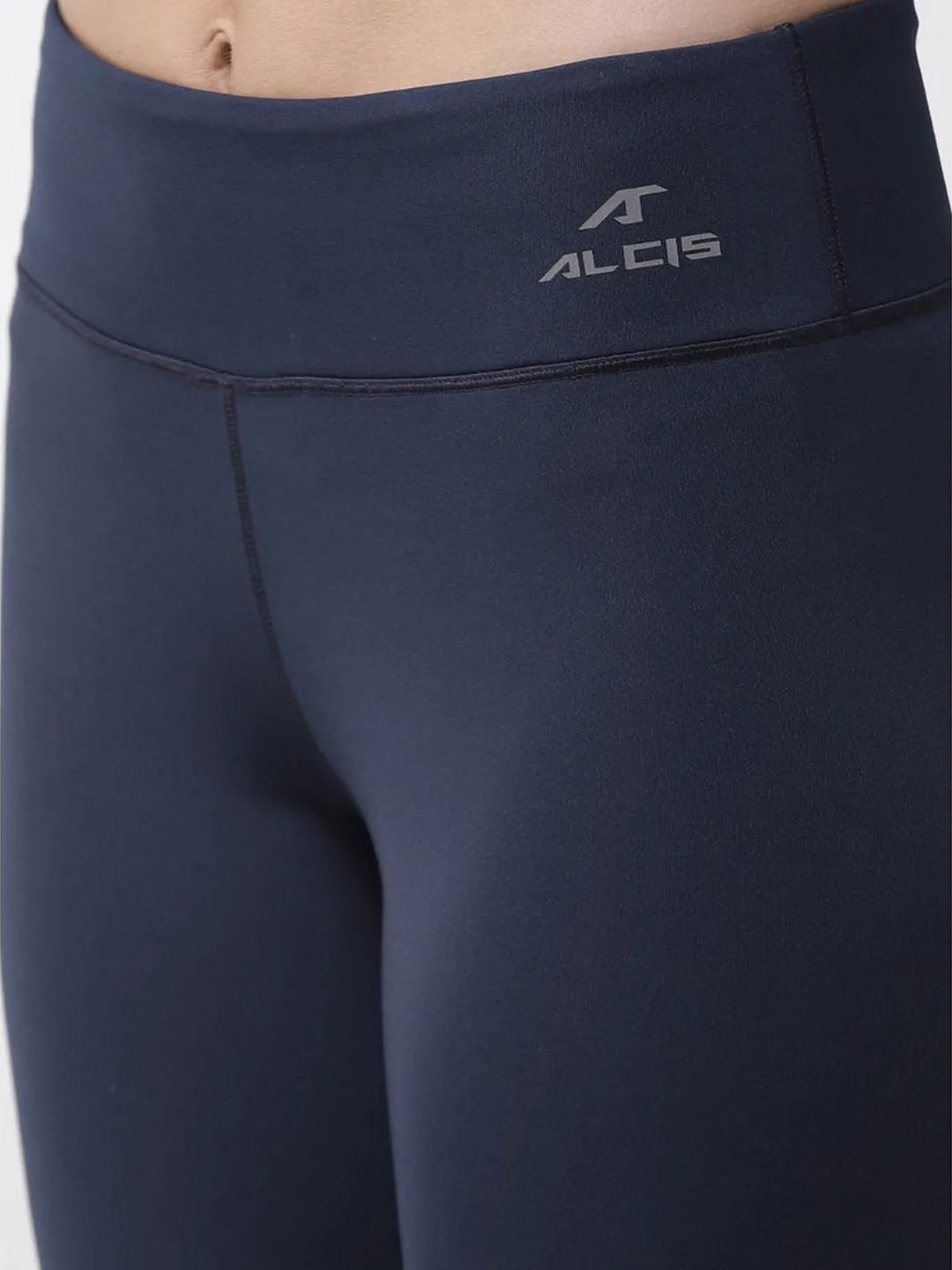 Alcis Women Navy Blue Solid Training Tights