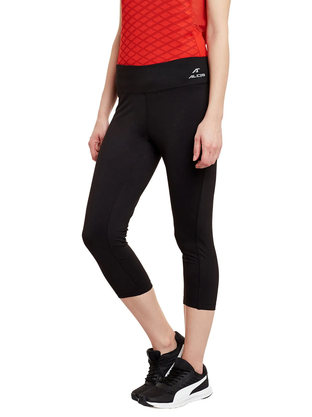 Alcis Women Solid Black Tights