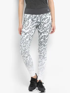 Alcis Women White Grey Printed Tights