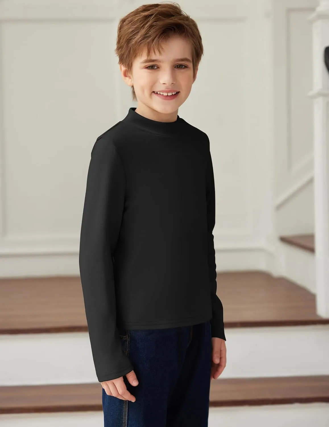 Arshiner Boys Long Sleeve Turtleneck T-Shirt Tops for Kids 5-12 Years