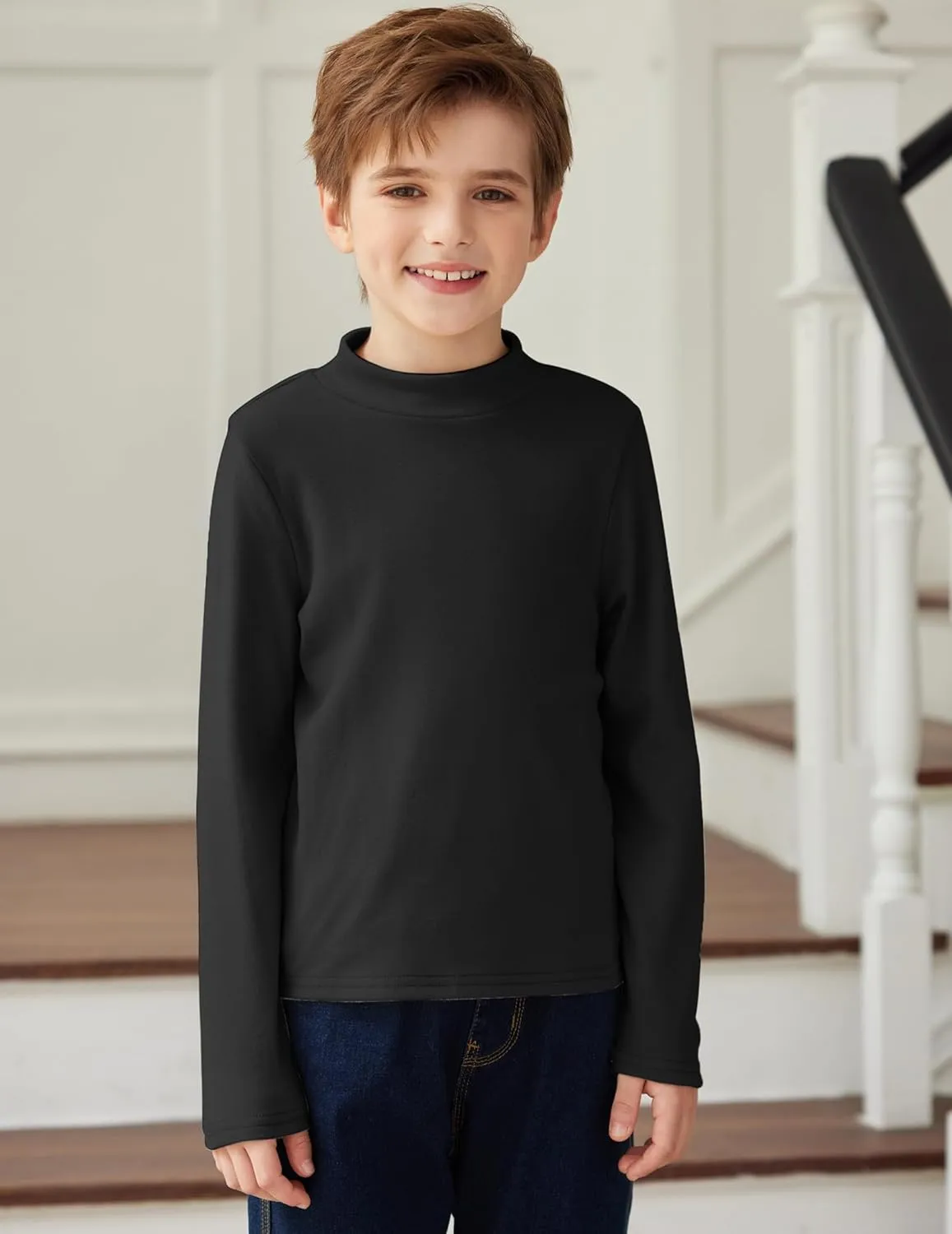 Arshiner Boys Long Sleeve Turtleneck T-Shirt Tops for Kids 5-12 Years