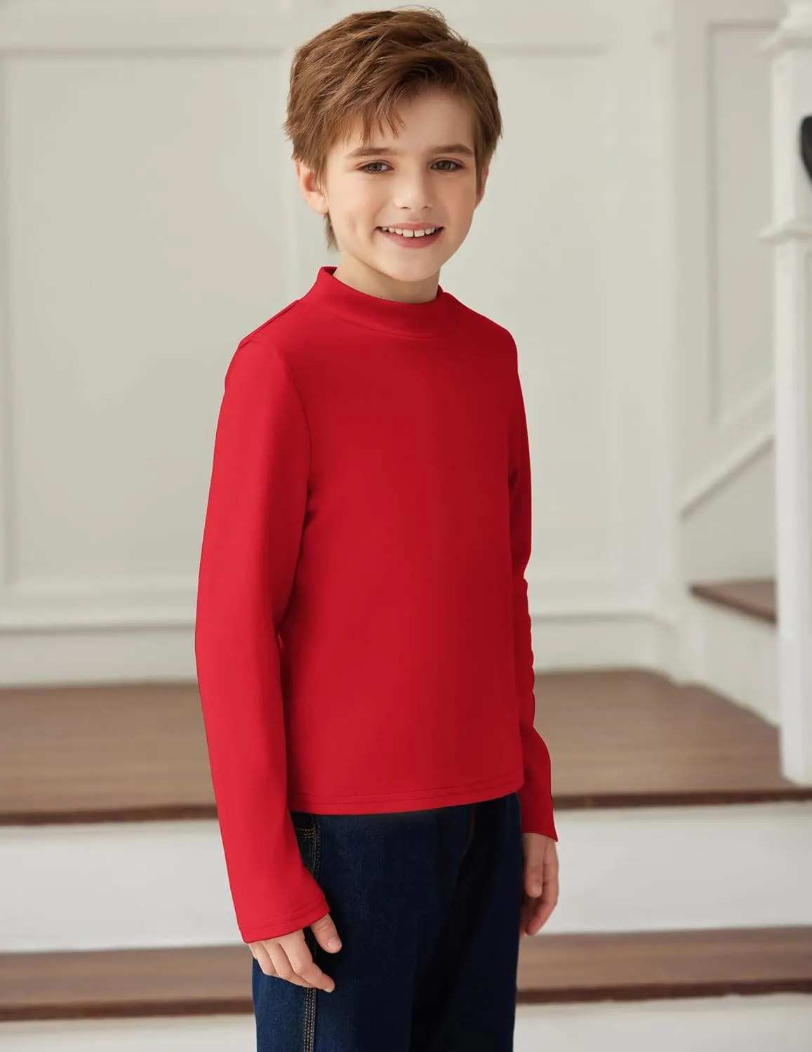 Arshiner Boys Long Sleeve Turtleneck T-Shirt Tops for Kids 5-12 Years