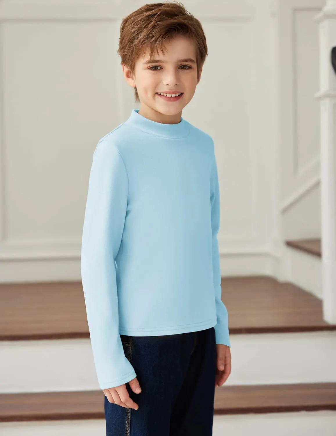 Arshiner Boys Long Sleeve Turtleneck T-Shirt Tops for Kids 5-12 Years