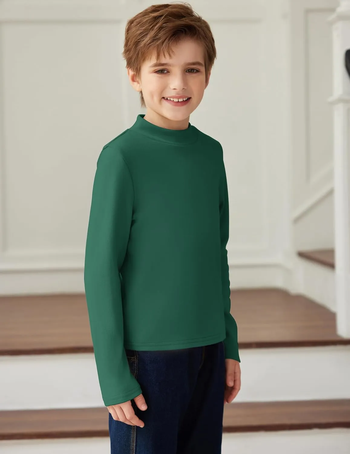 Arshiner Boys Long Sleeve Turtleneck T-Shirt Tops for Kids 5-12 Years