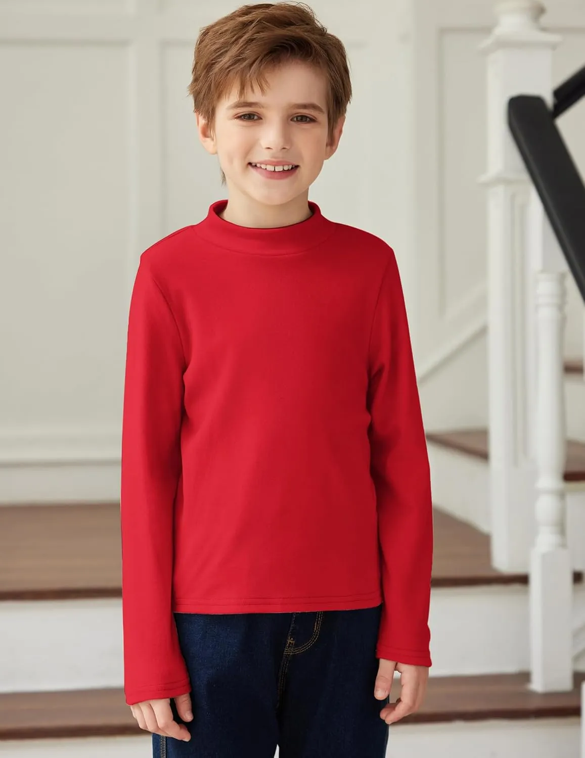 Arshiner Boys Long Sleeve Turtleneck T-Shirt Tops for Kids 5-12 Years