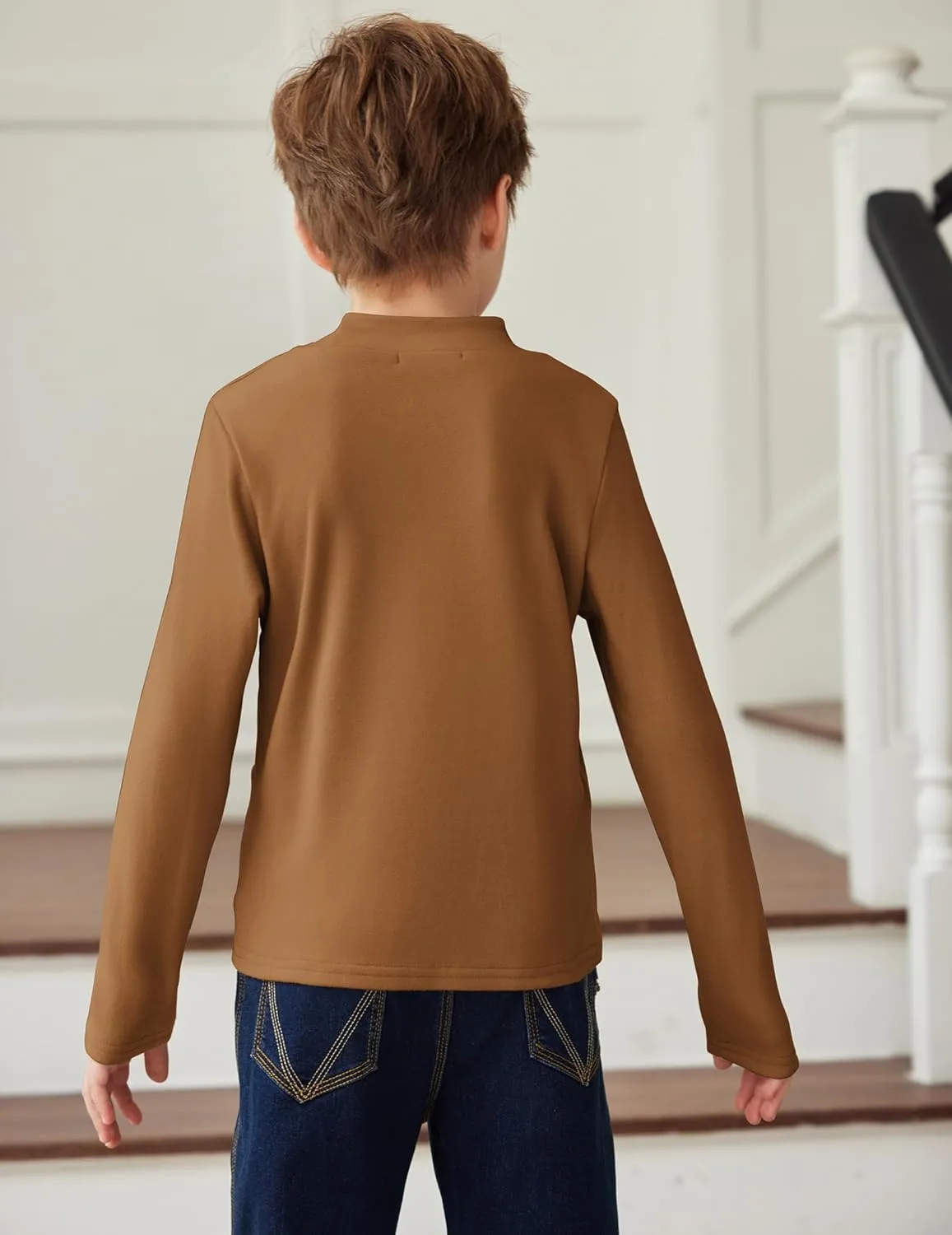 Arshiner Boys Long Sleeve Turtleneck T-Shirt Tops for Kids 5-12 Years