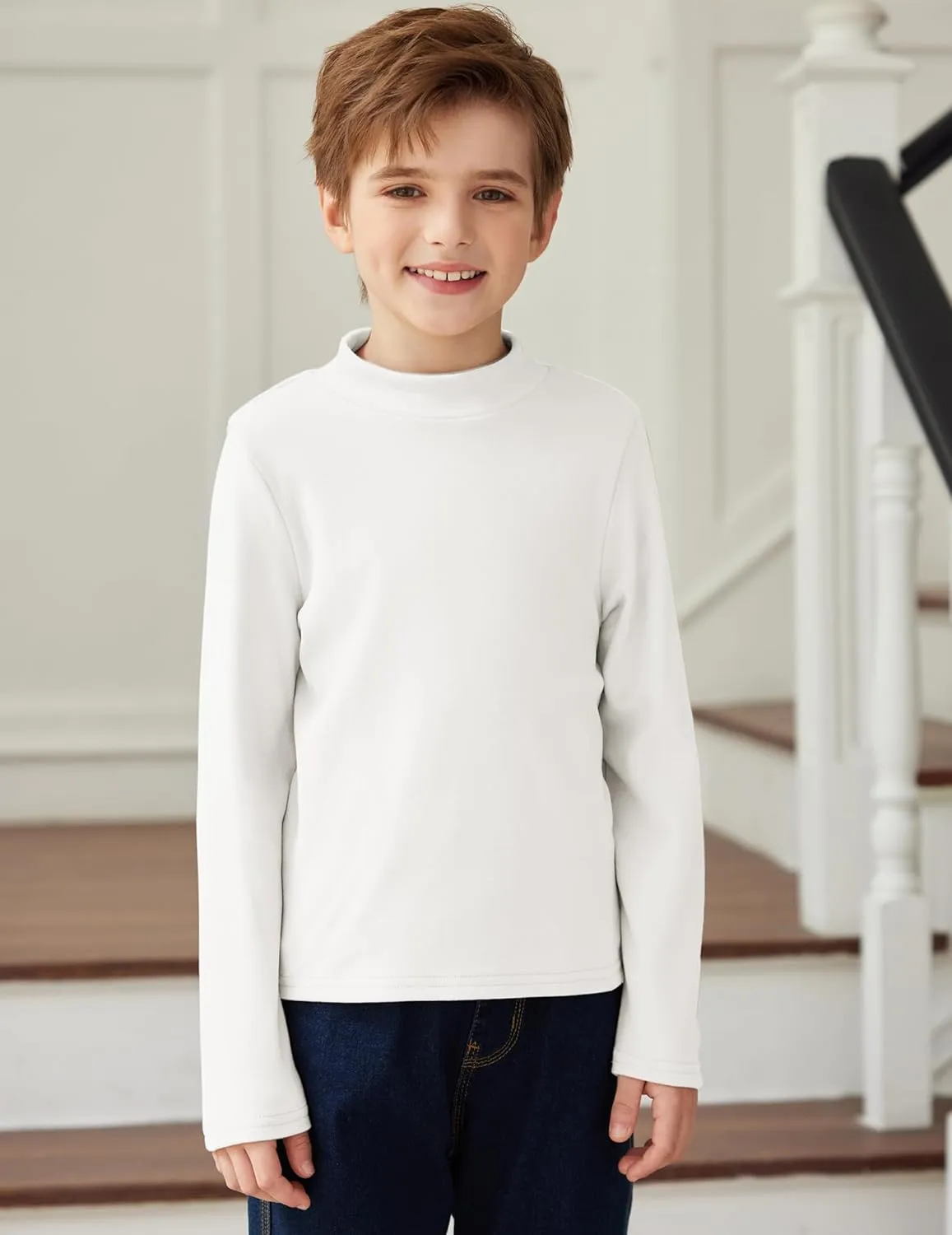 Arshiner Boys Long Sleeve Turtleneck T-Shirt Tops for Kids 5-12 Years