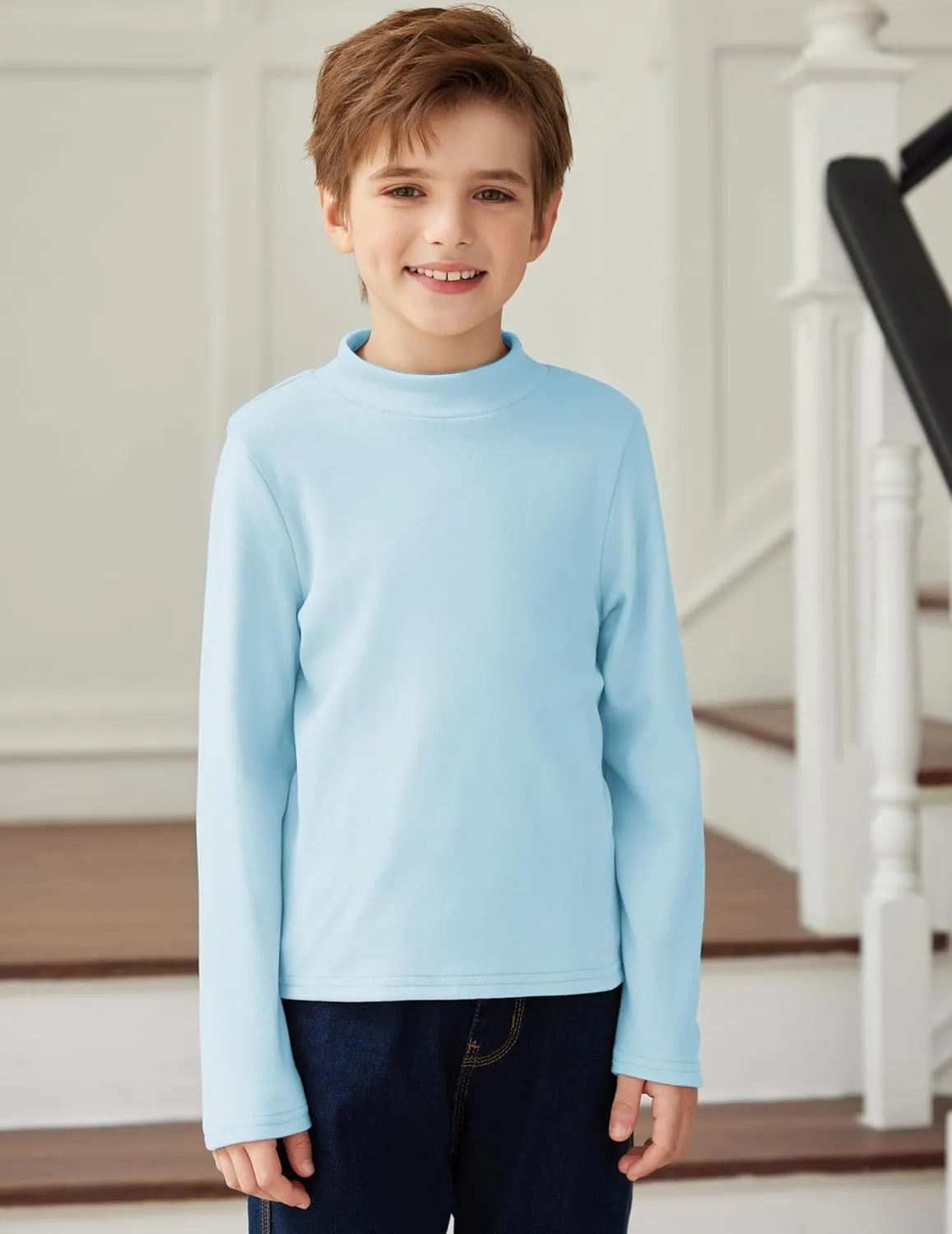 Arshiner Boys Long Sleeve Turtleneck T-Shirt Tops for Kids 5-12 Years