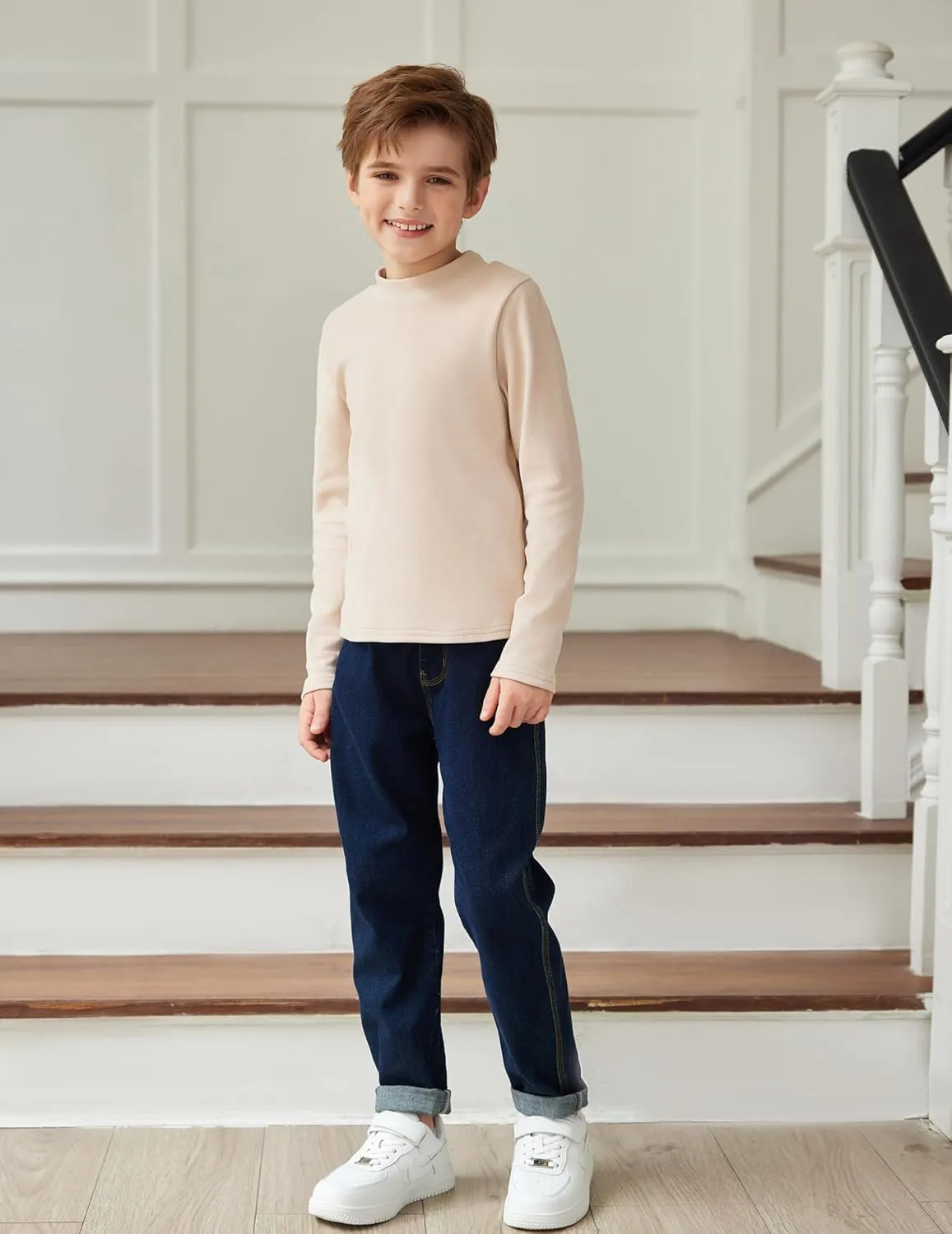 Arshiner Boys Long Sleeve Turtleneck T-Shirt Tops for Kids 5-12 Years
