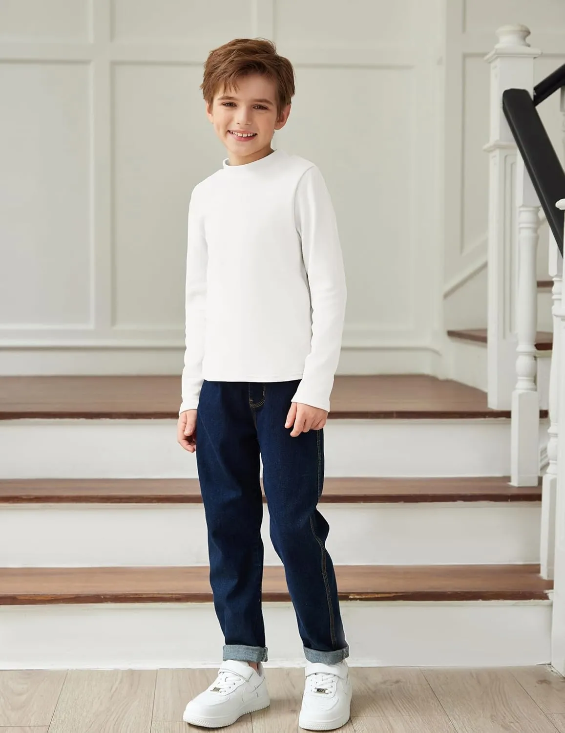 Arshiner Boys Long Sleeve Turtleneck T-Shirt Tops for Kids 5-12 Years