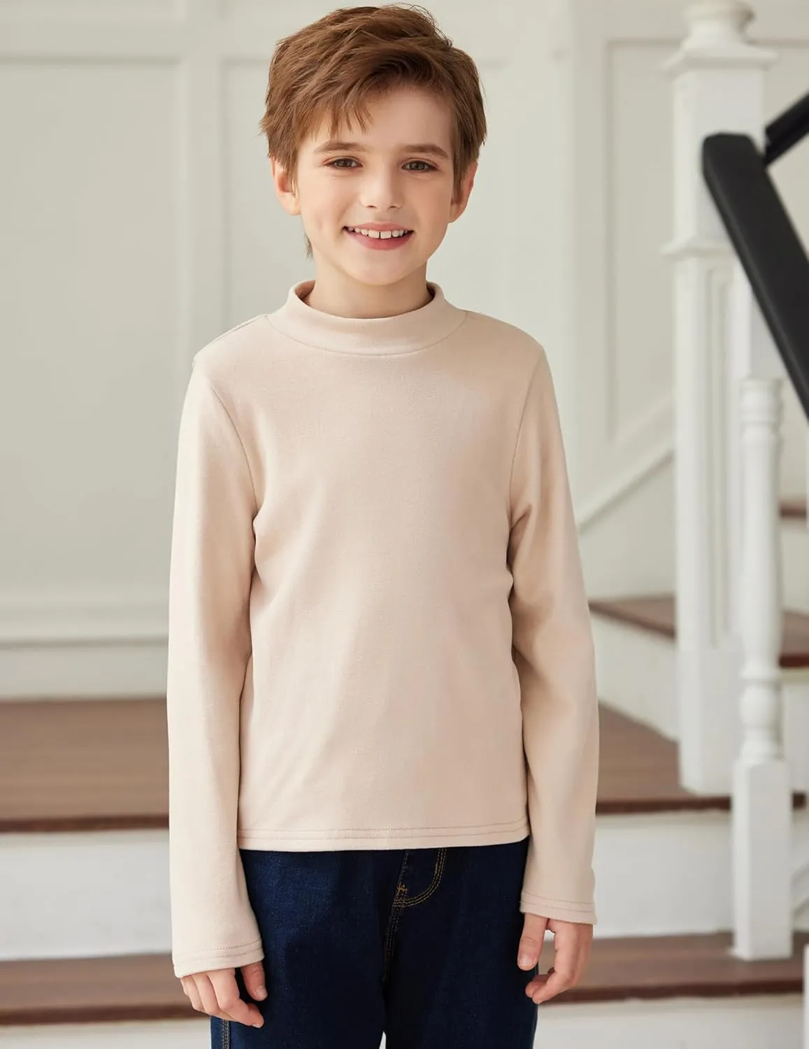 Arshiner Boys Long Sleeve Turtleneck T-Shirt Tops for Kids 5-12 Years