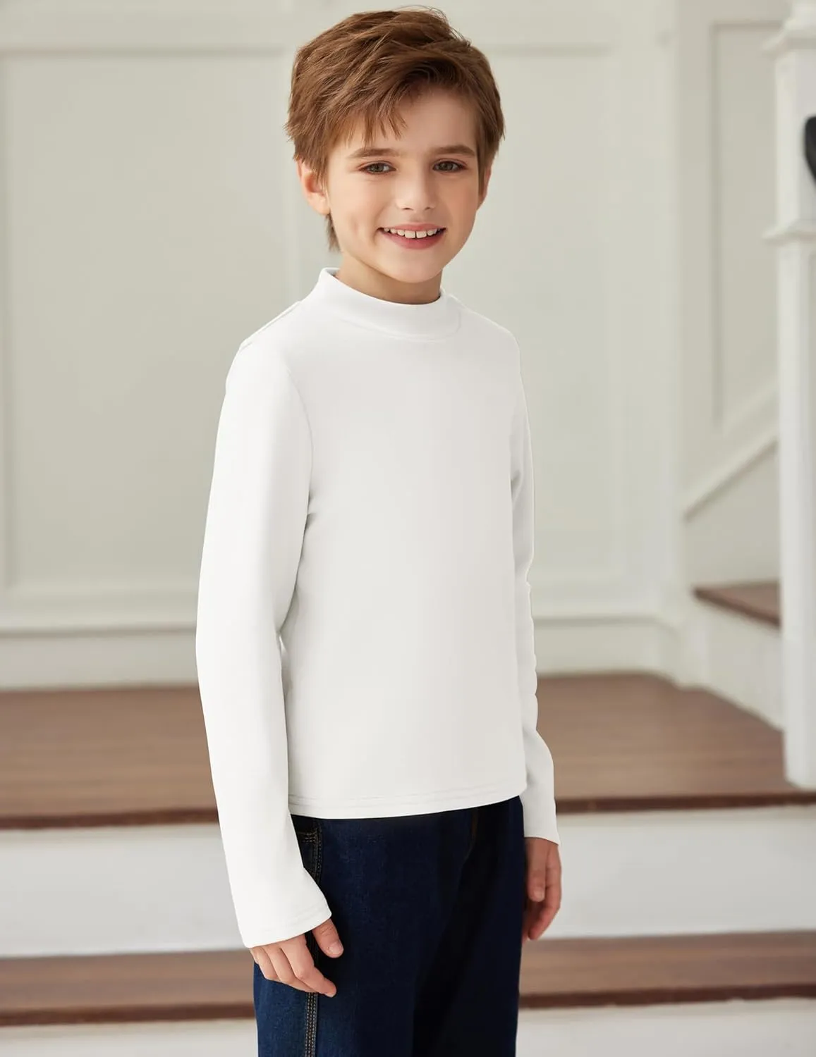 Arshiner Boys Long Sleeve Turtleneck T-Shirt Tops for Kids 5-12 Years