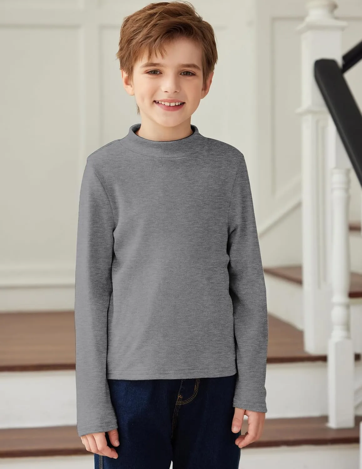 Arshiner Boys Long Sleeve Turtleneck T-Shirt Tops for Kids 5-12 Years