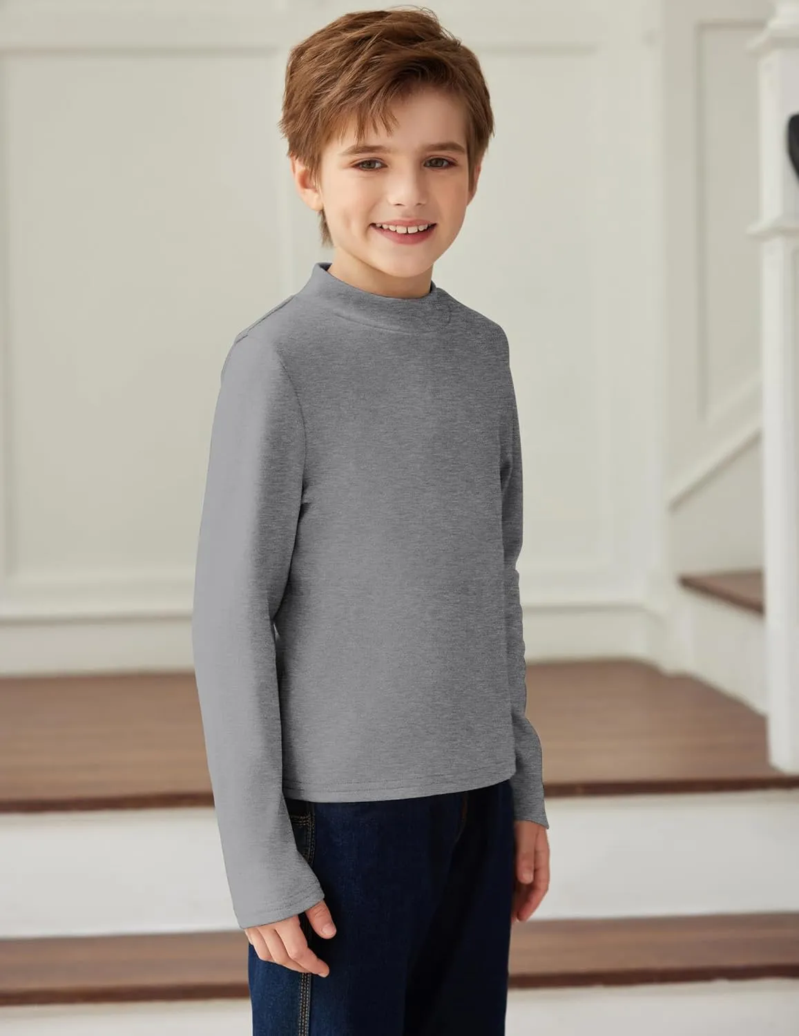 Arshiner Boys Long Sleeve Turtleneck T-Shirt Tops for Kids 5-12 Years