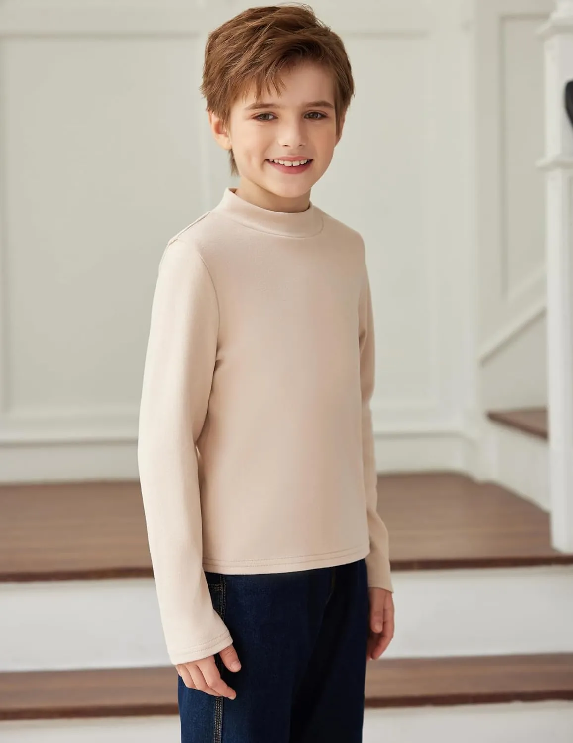 Arshiner Boys Long Sleeve Turtleneck T-Shirt Tops for Kids 5-12 Years