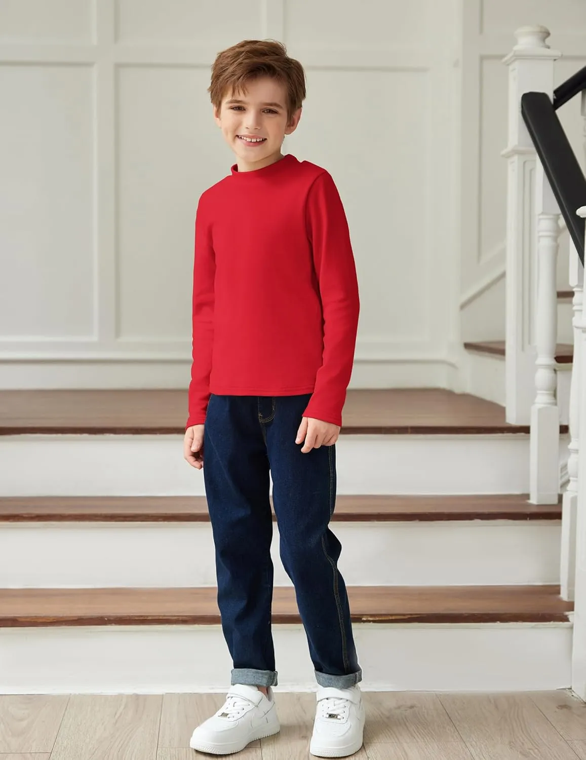 Arshiner Boys Long Sleeve Turtleneck T-Shirt Tops for Kids 5-12 Years