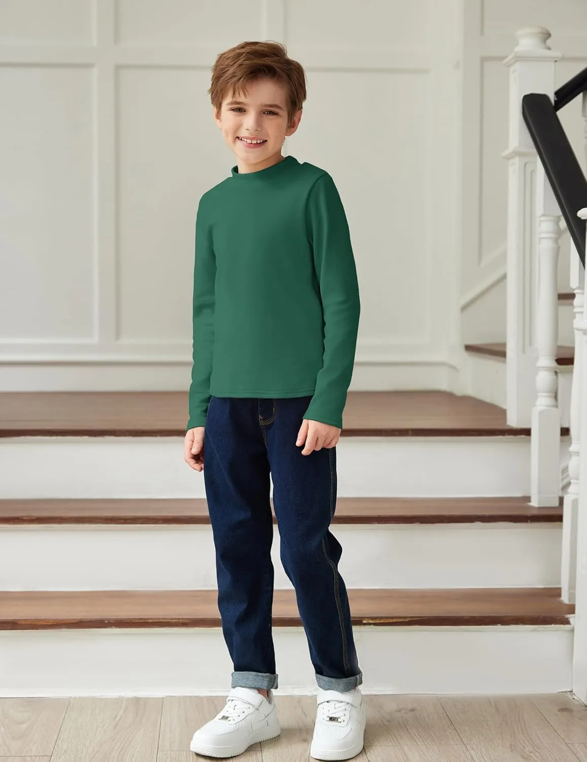 Arshiner Boys Long Sleeve Turtleneck T-Shirt Tops for Kids 5-12 Years