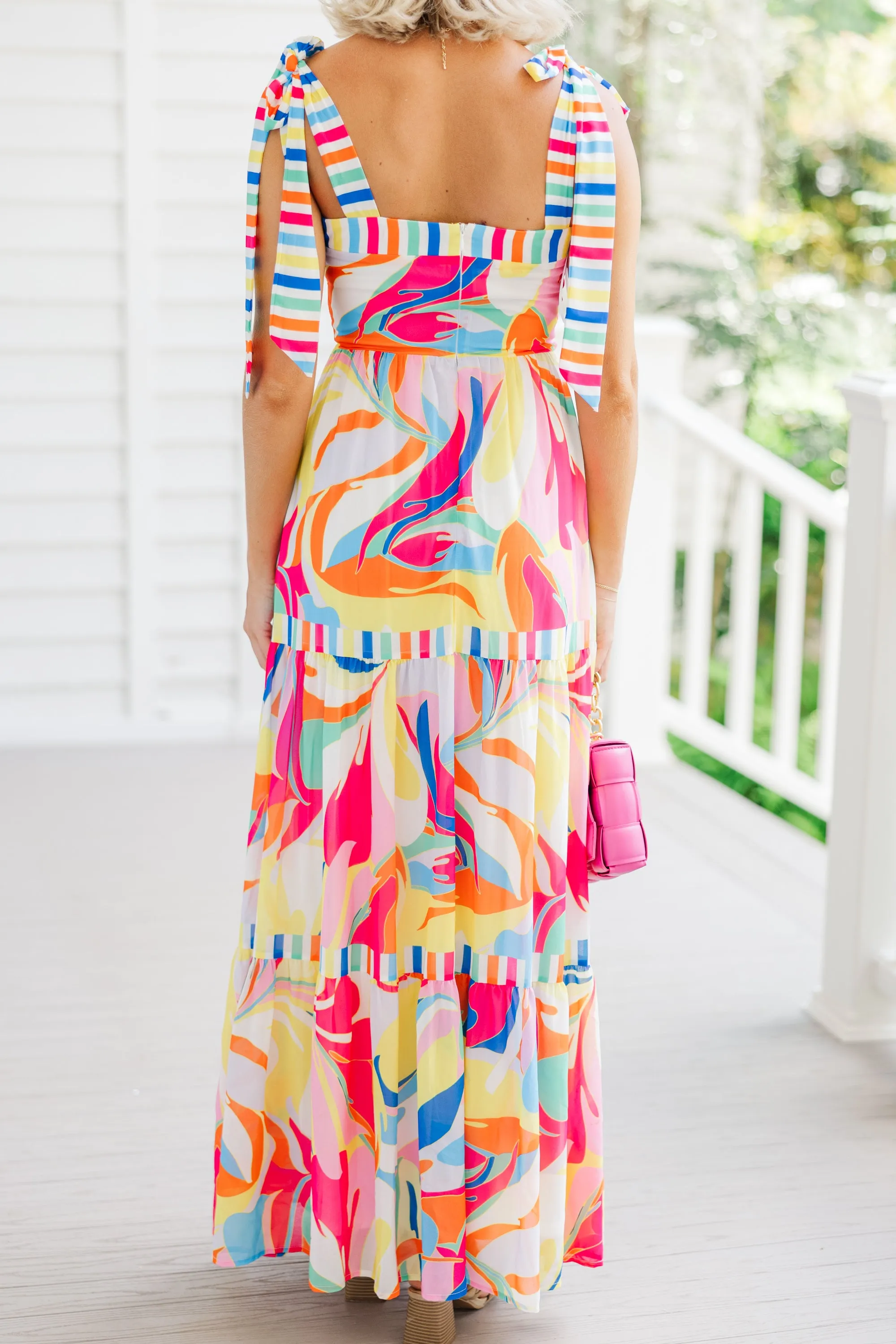 At This Point Pink Multi Abstract Maxi Dress