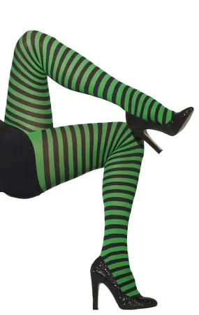 Black and Green Striped Tights