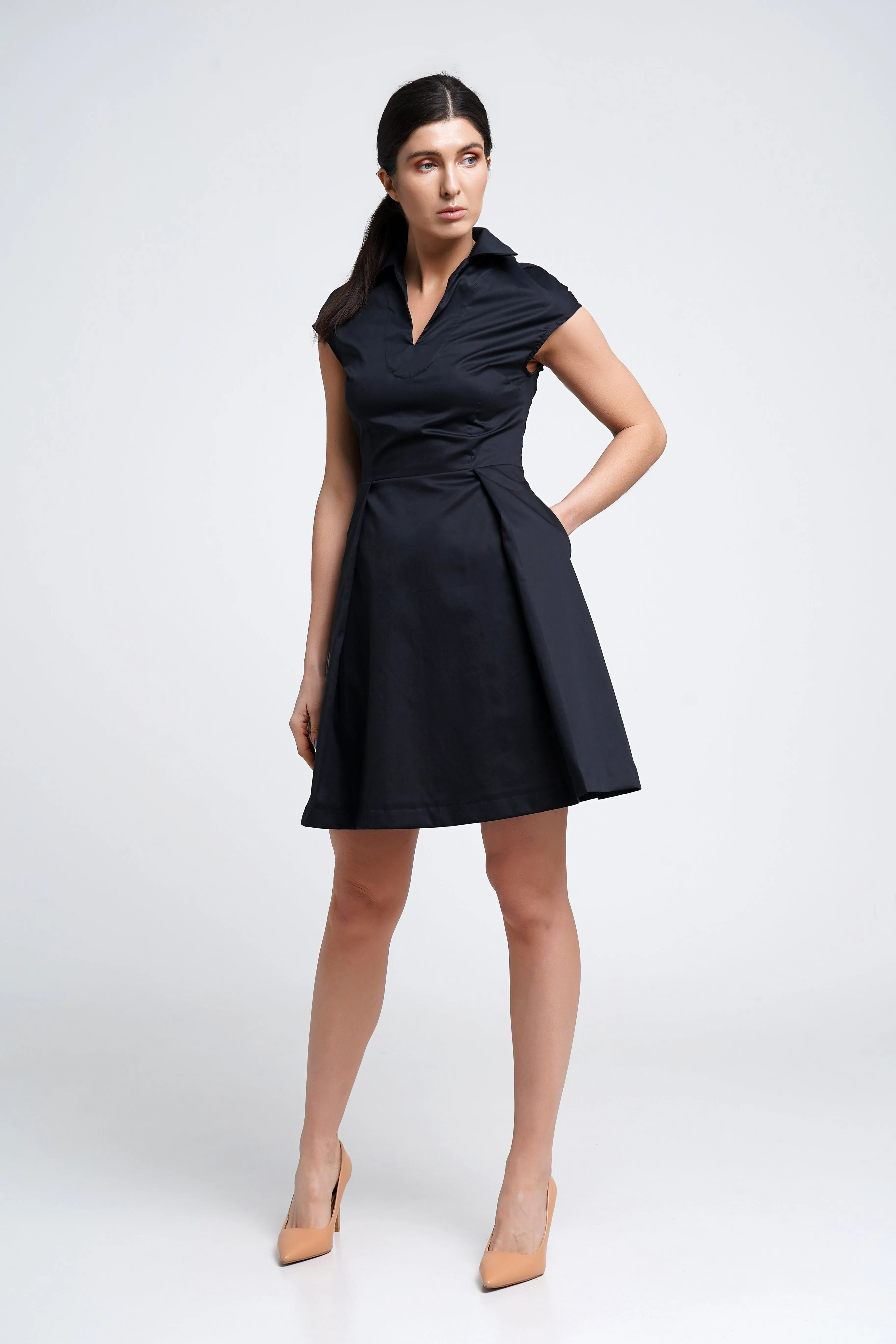 Black collared shirt dress