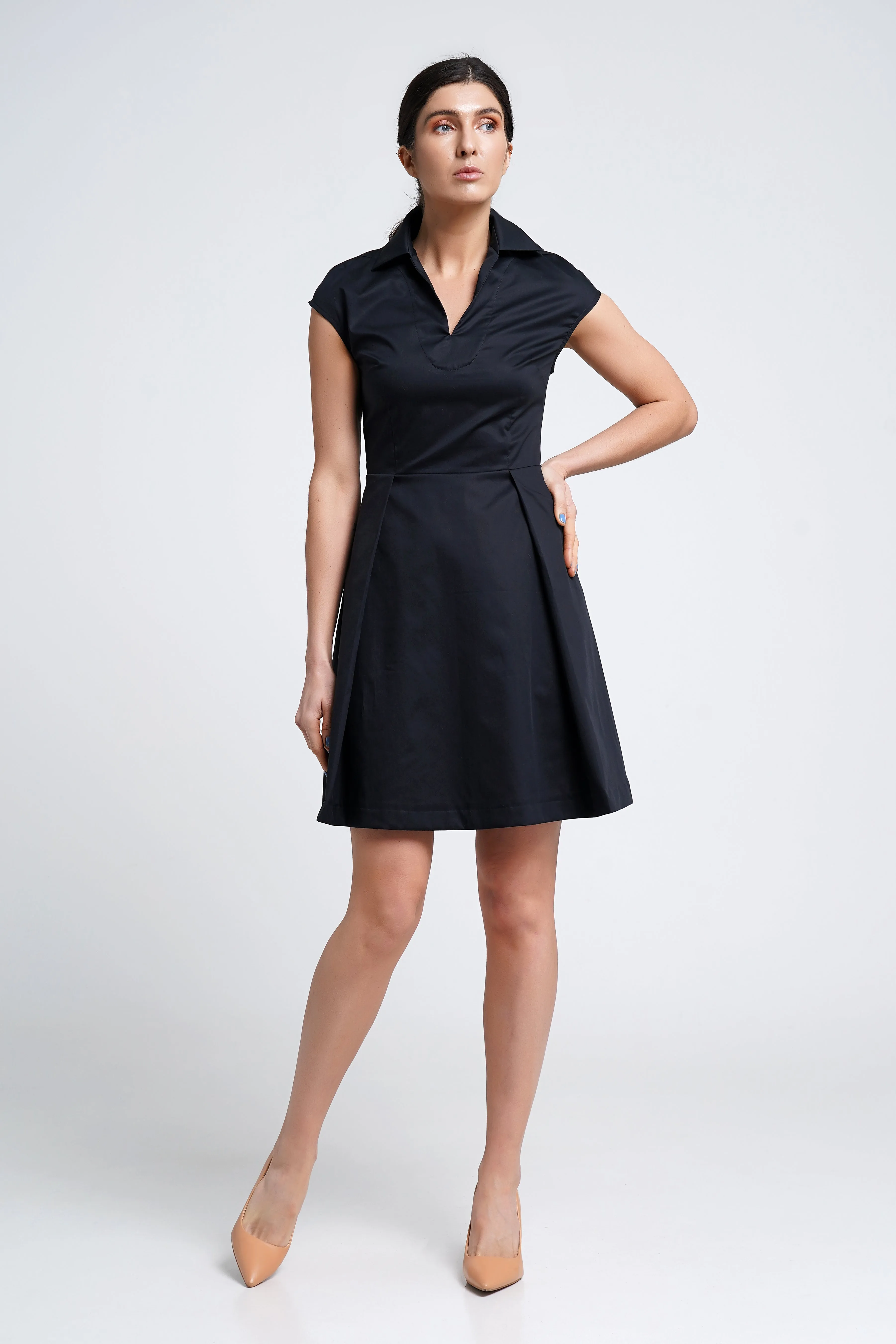 Black collared shirt dress