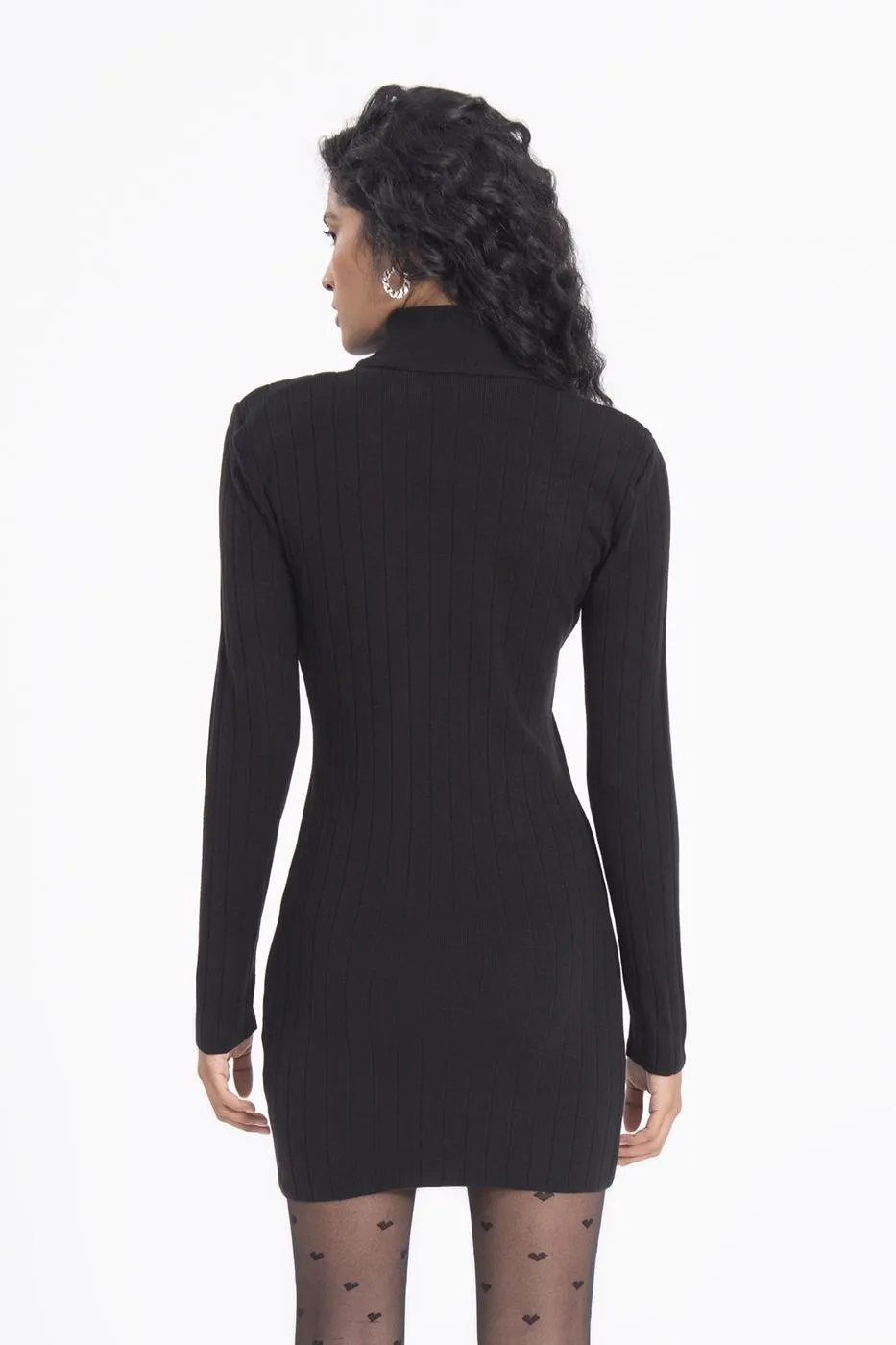 Black Padded Knitted Mini Dress