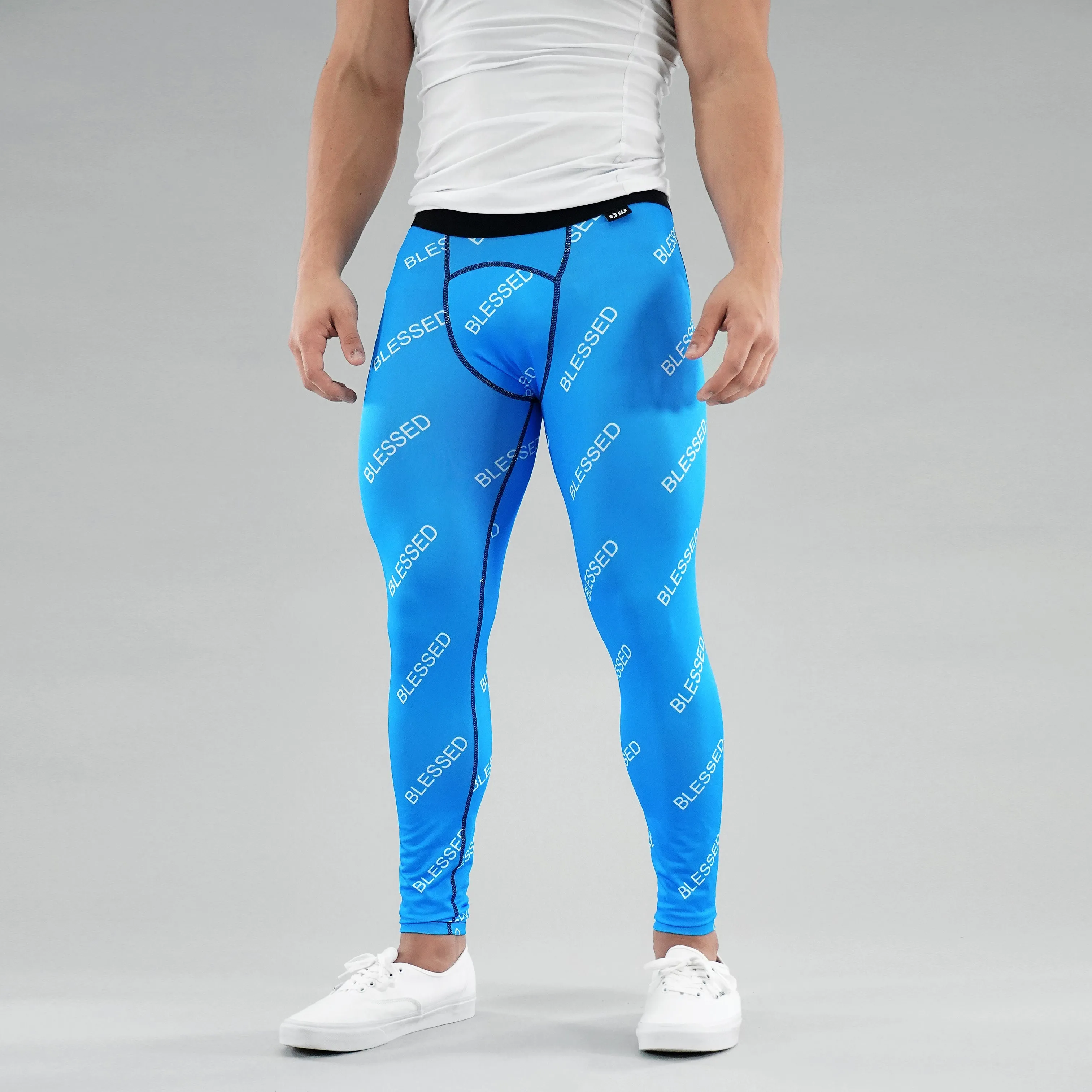 Blessed Pattern Blue Tights for Men