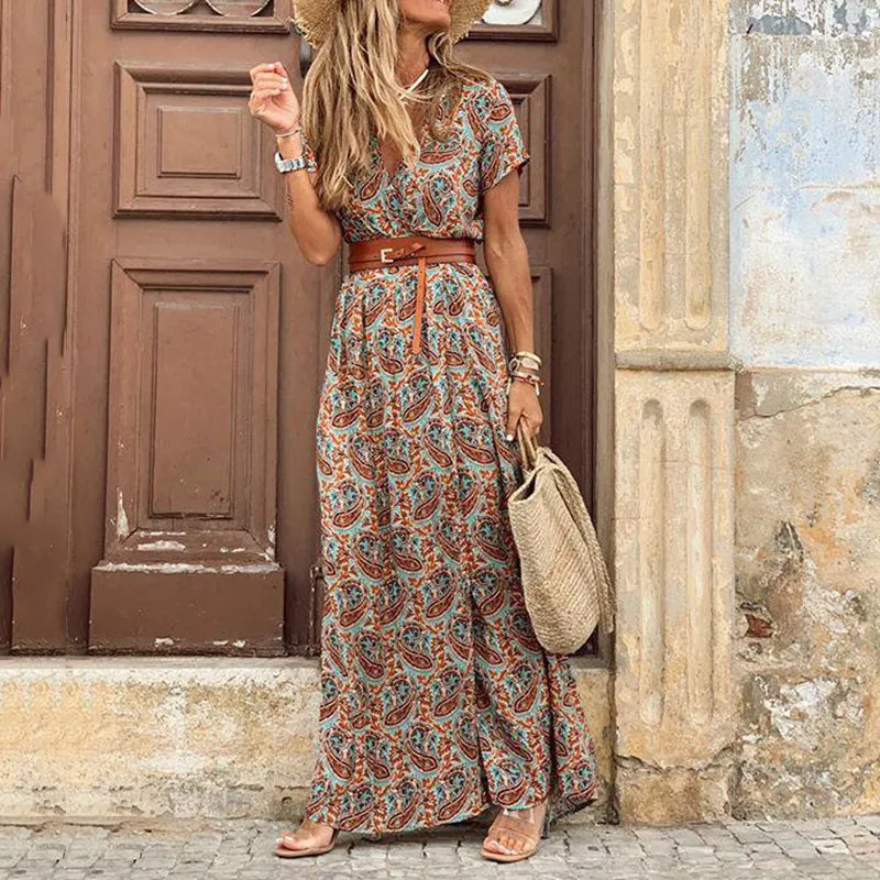 Bohemian V-neck Floral Dress