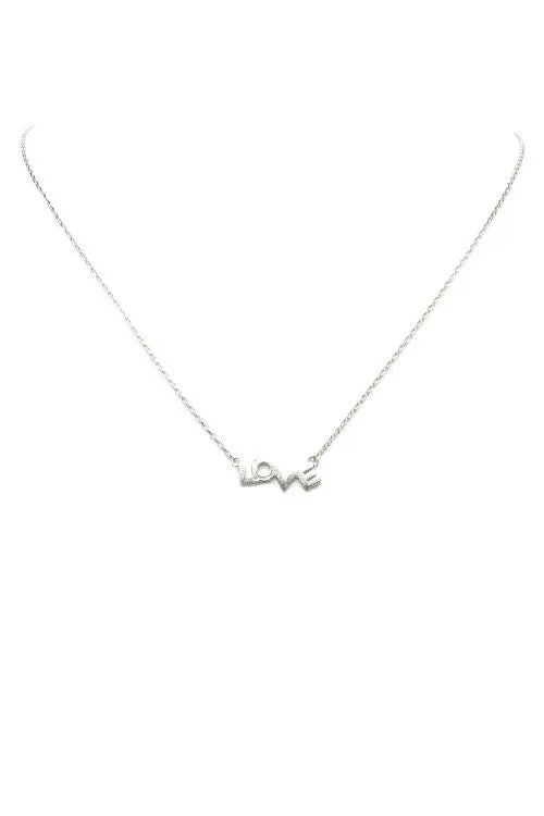 Brushed Love Pendant Necklace
