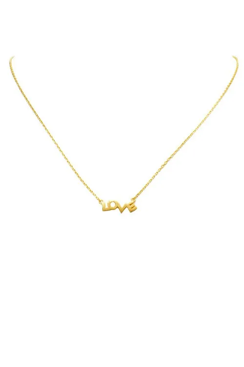 Brushed Love Pendant Necklace