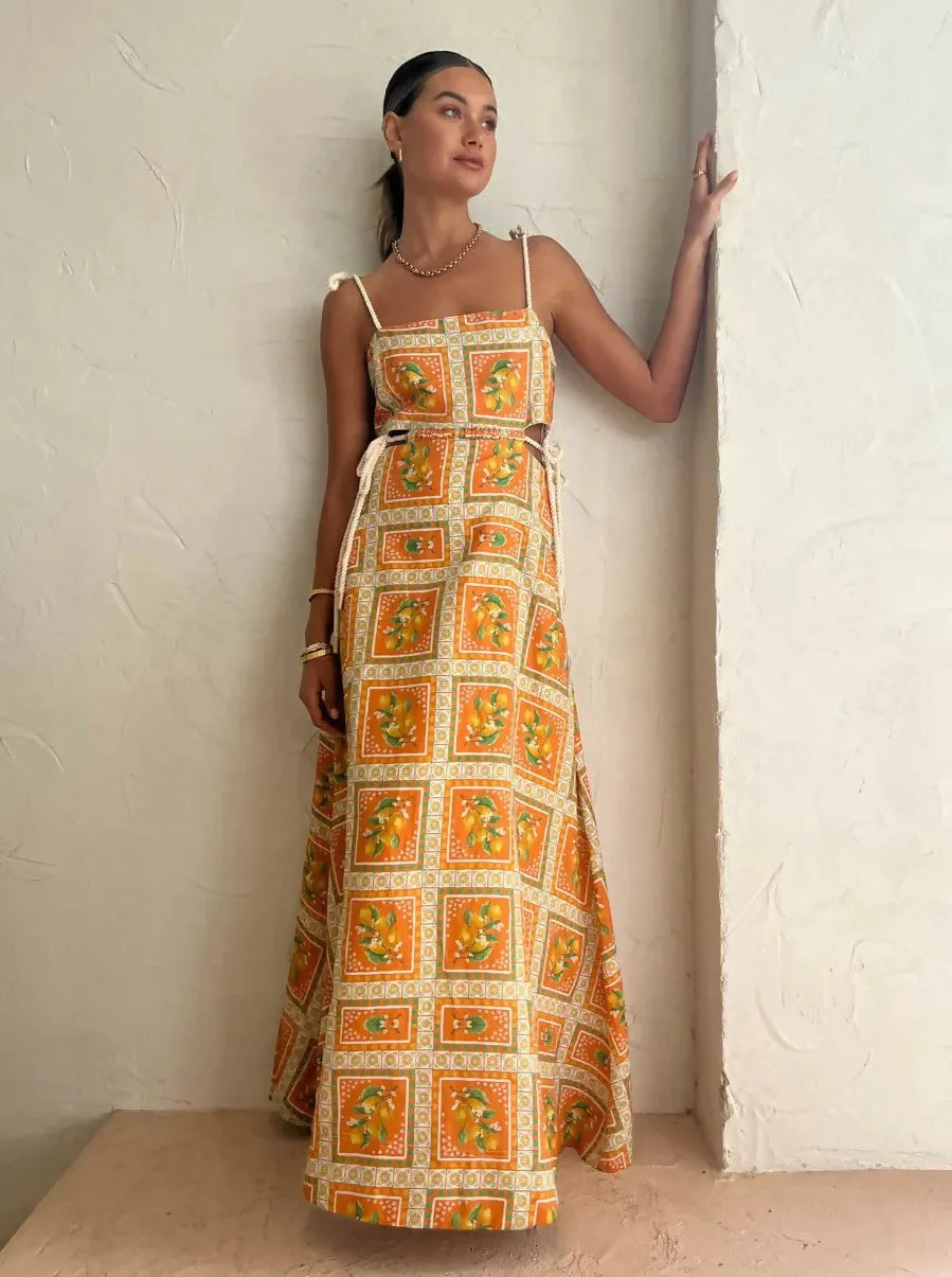 By Nicola Lemonade Tie Maxi Dress Size 10