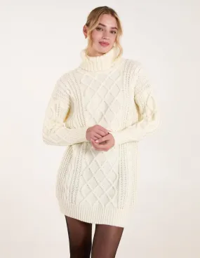 Cable Knit Roll Neck Jumper Dress