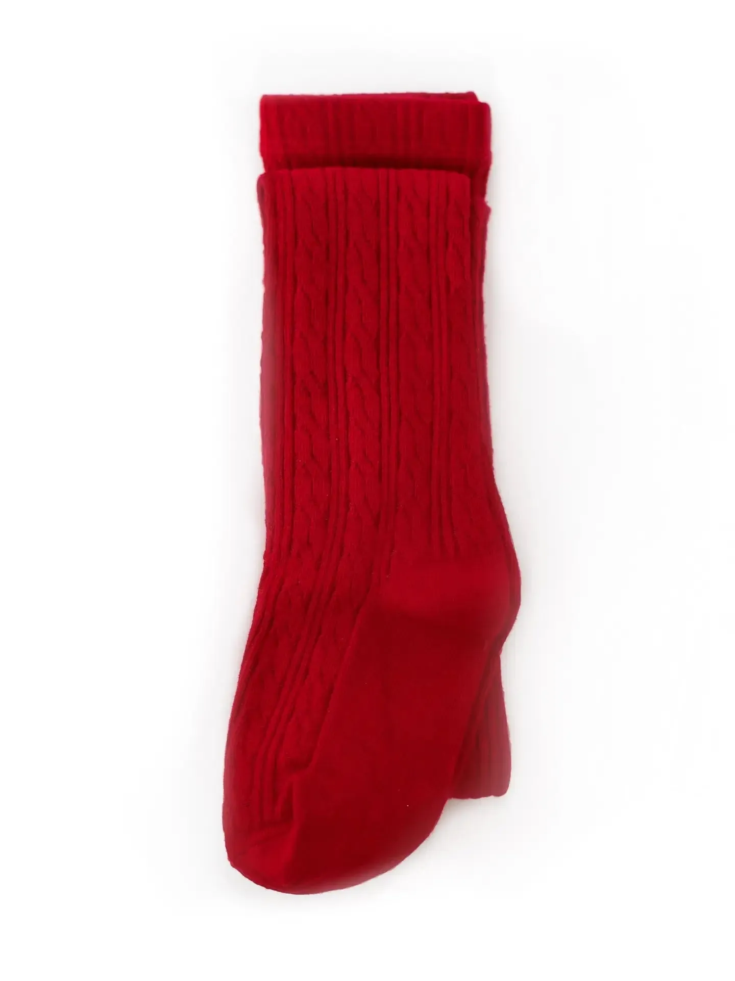 Cable Knit Tights - Cherry