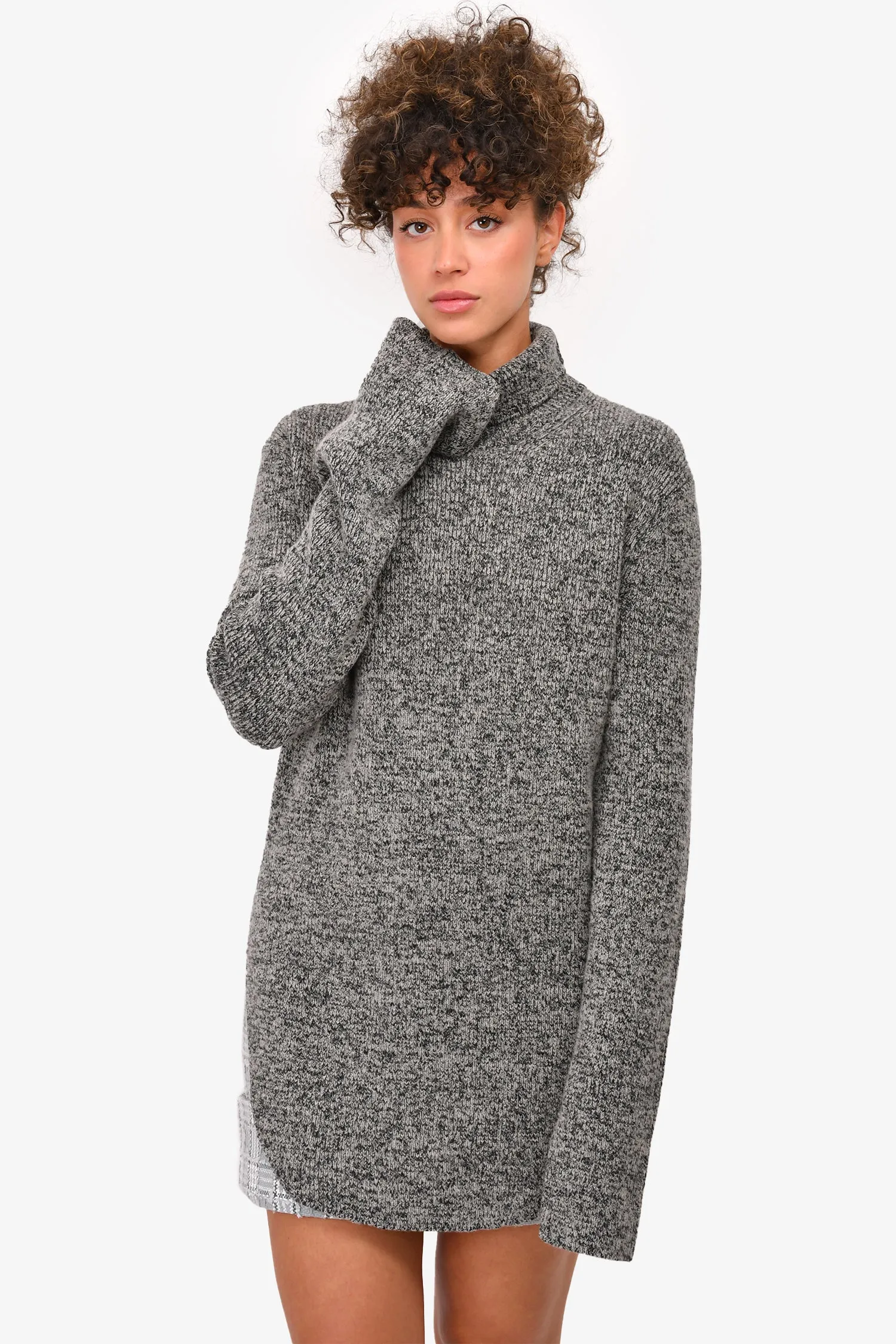 Celine Grey Wool Speckled Turtleneck Sweater Size S